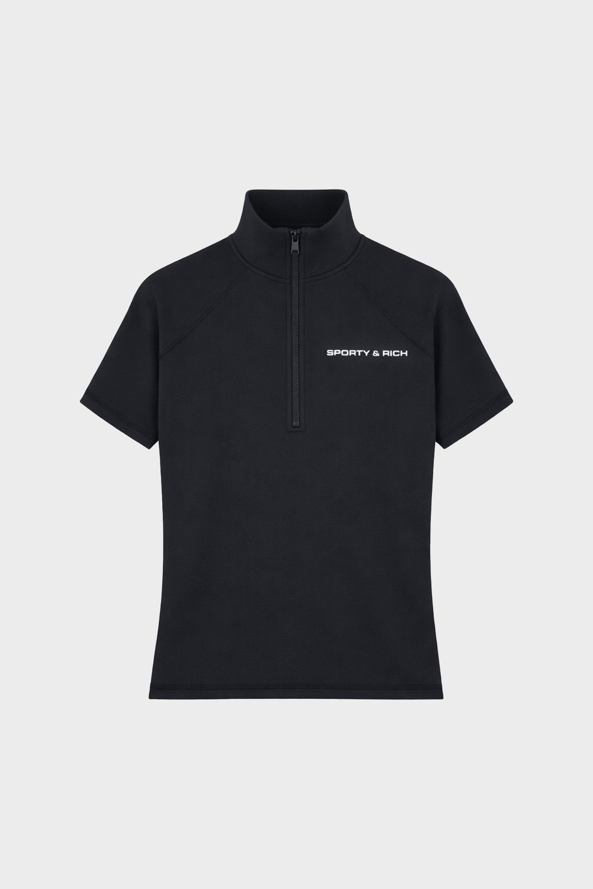 Fifi Bold Logo Short Sleeve Sports Quarter Zip Black | Sporty & Rich at Désordre