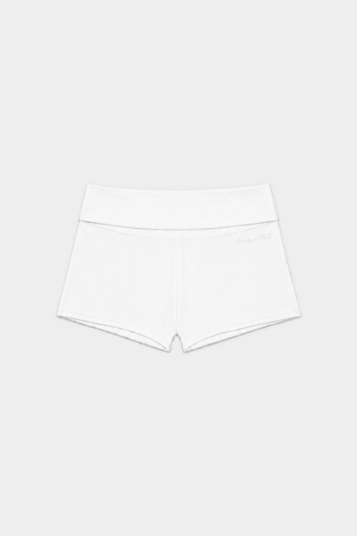 Clementine Signature Logo Foldover Short White | Sporty & Rich at Désordre
