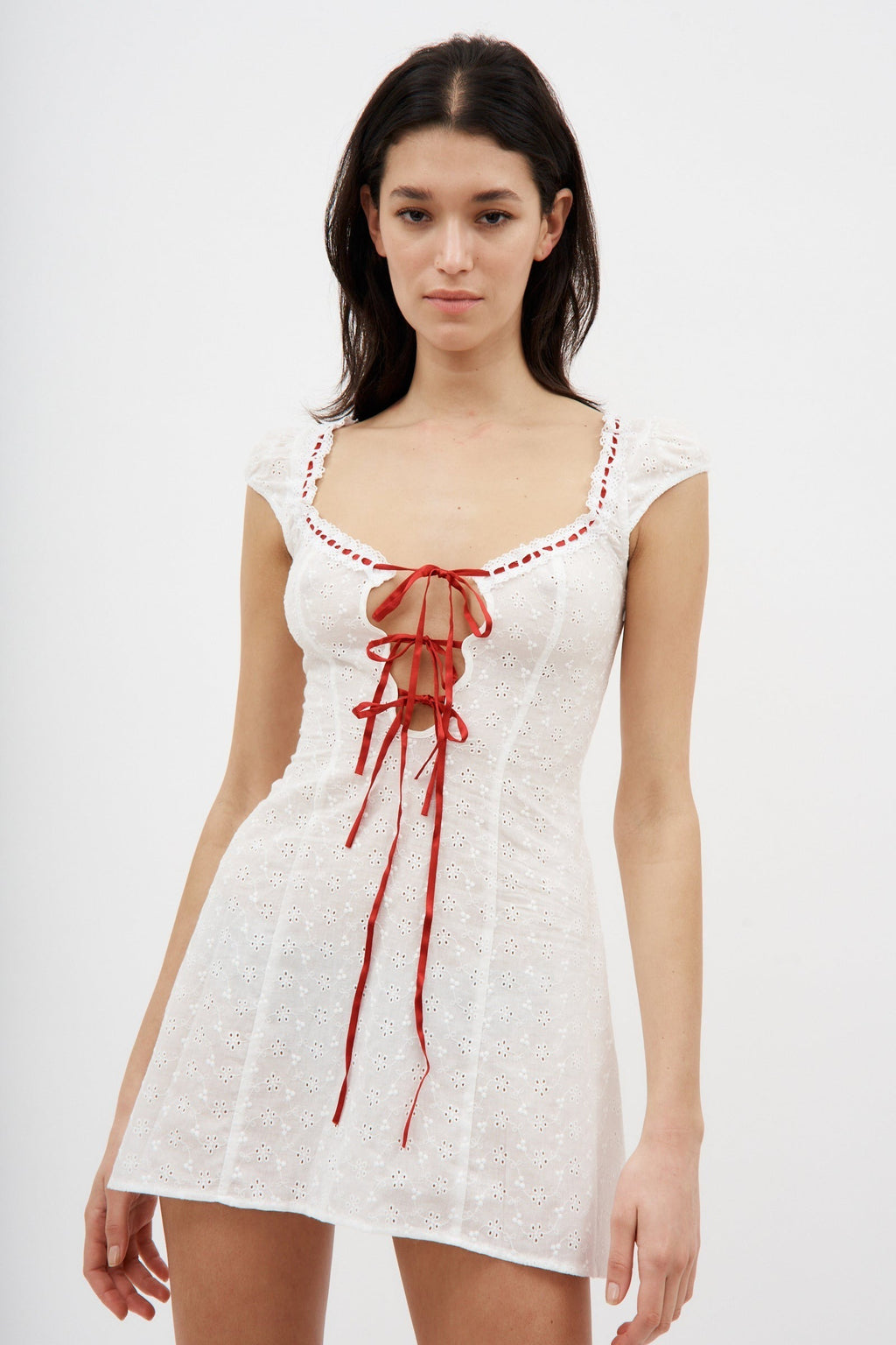 Maria Rosa White Eyelet Mini Dress