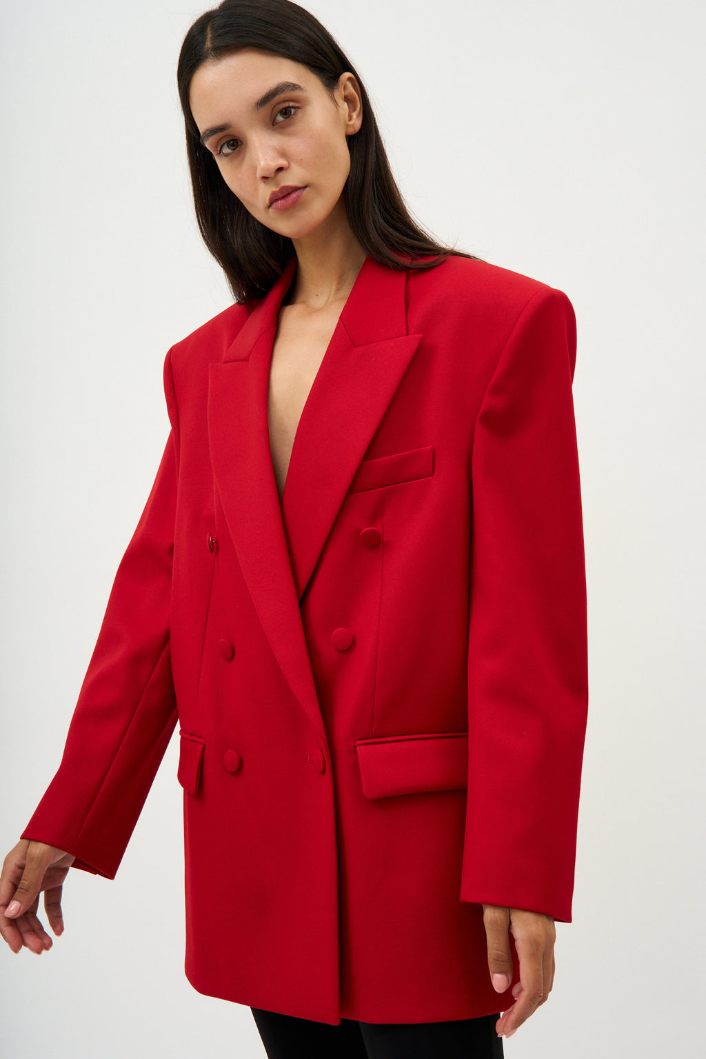 Oversized Triple Breasted Red Blazer