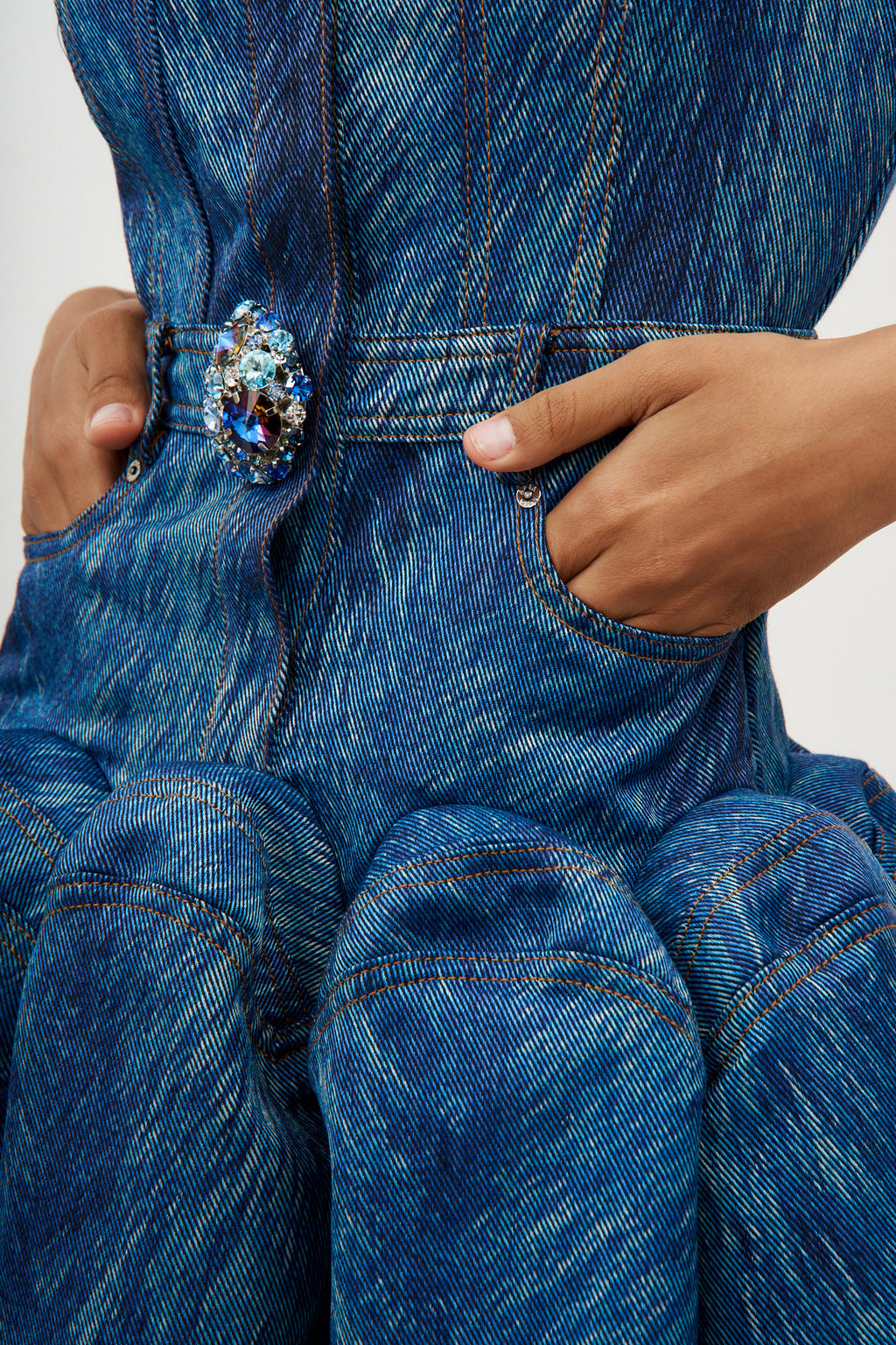 Fur Printed Godet Mini Dress Indigo Multi