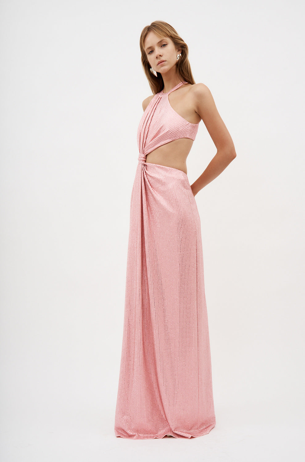 Crystal Embellished Knot Gown Candy Rose