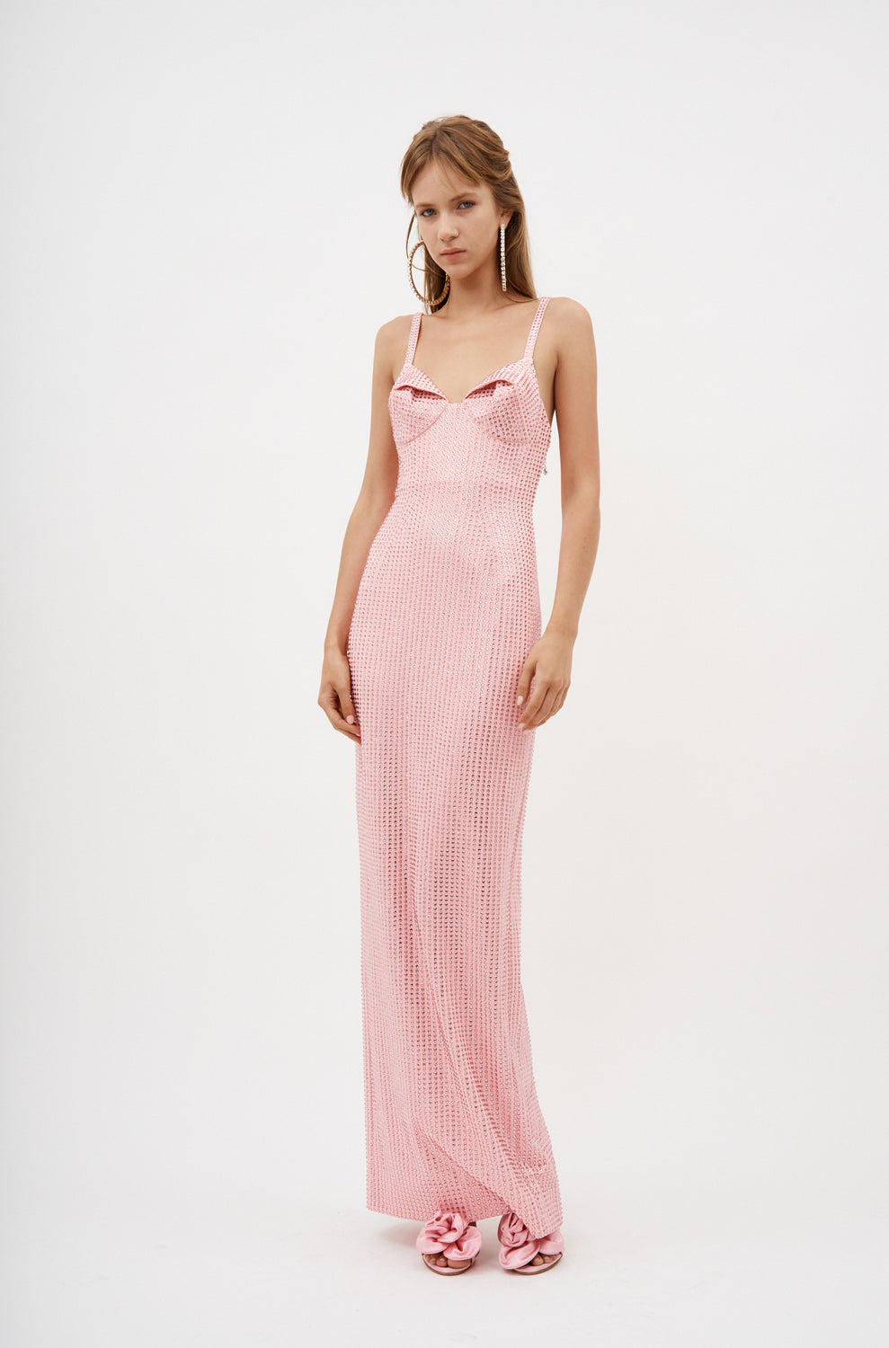 Crystal Embellished Gown Candy Rose