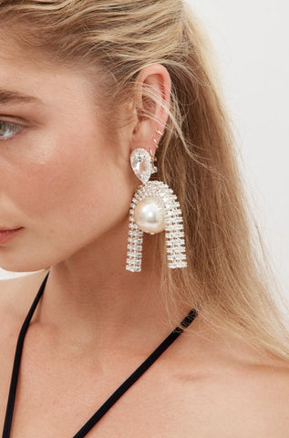 Statement Pearl Crystal Earrings