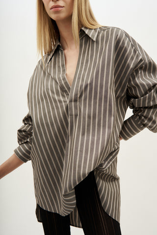 Lana Brown Striped Shirt