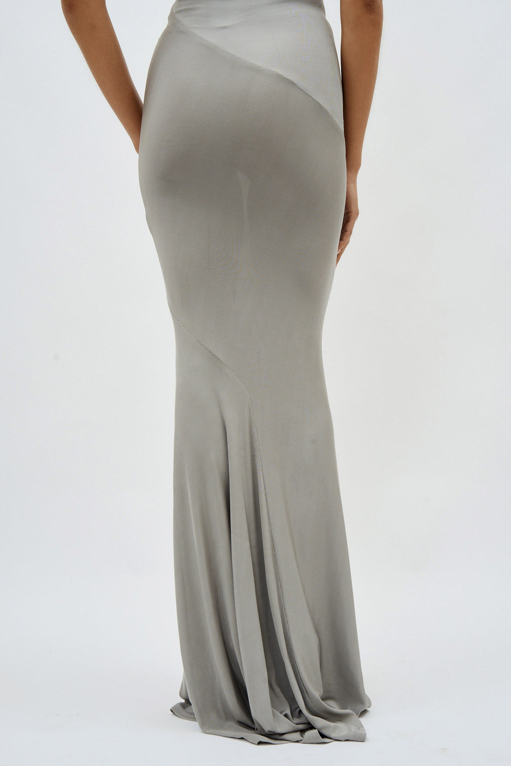 Sleeveless Bias Long Grey Dress