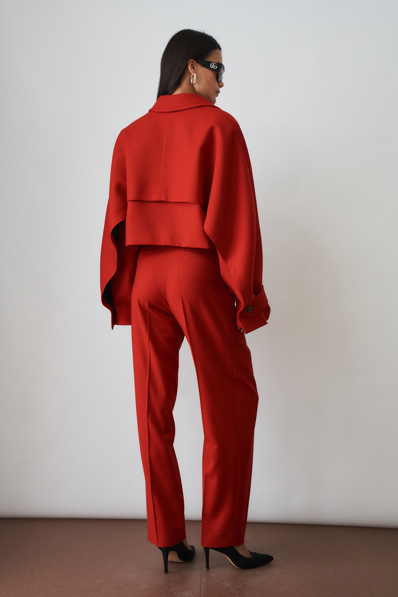 Red Wool Cropped Blazer