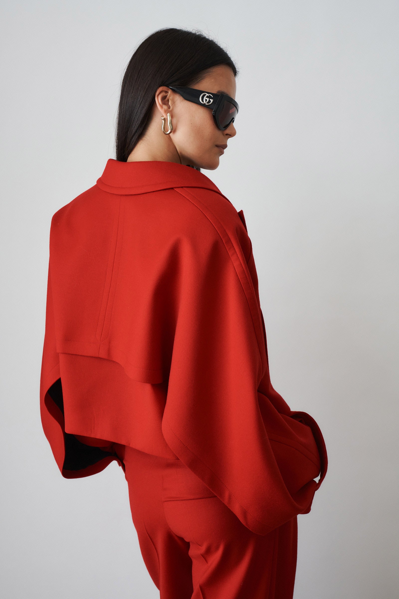 Red Wool Cropped Blazer