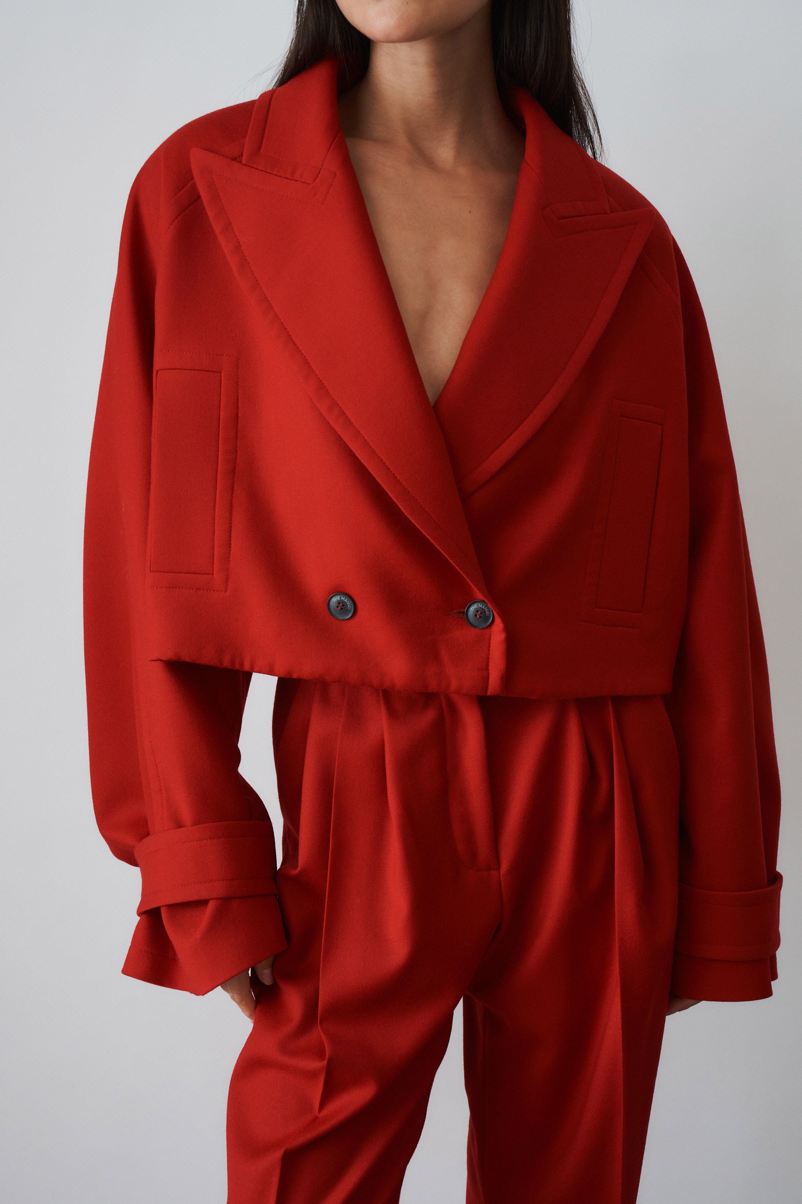 Red Wool Cropped Blazer