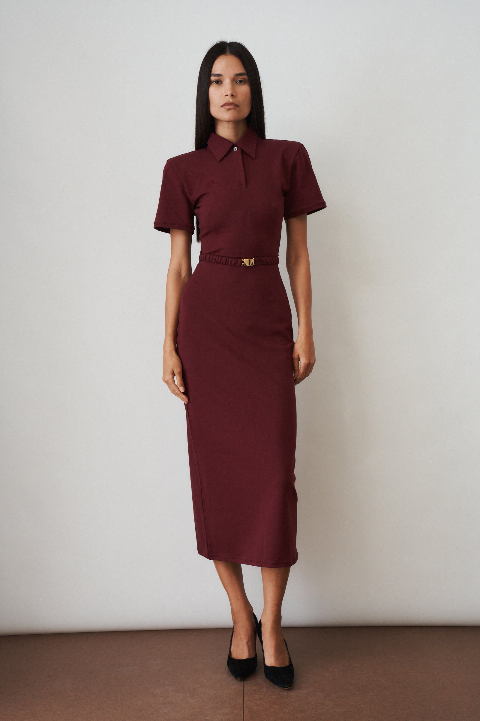 Long Polo Dress Bordeaux