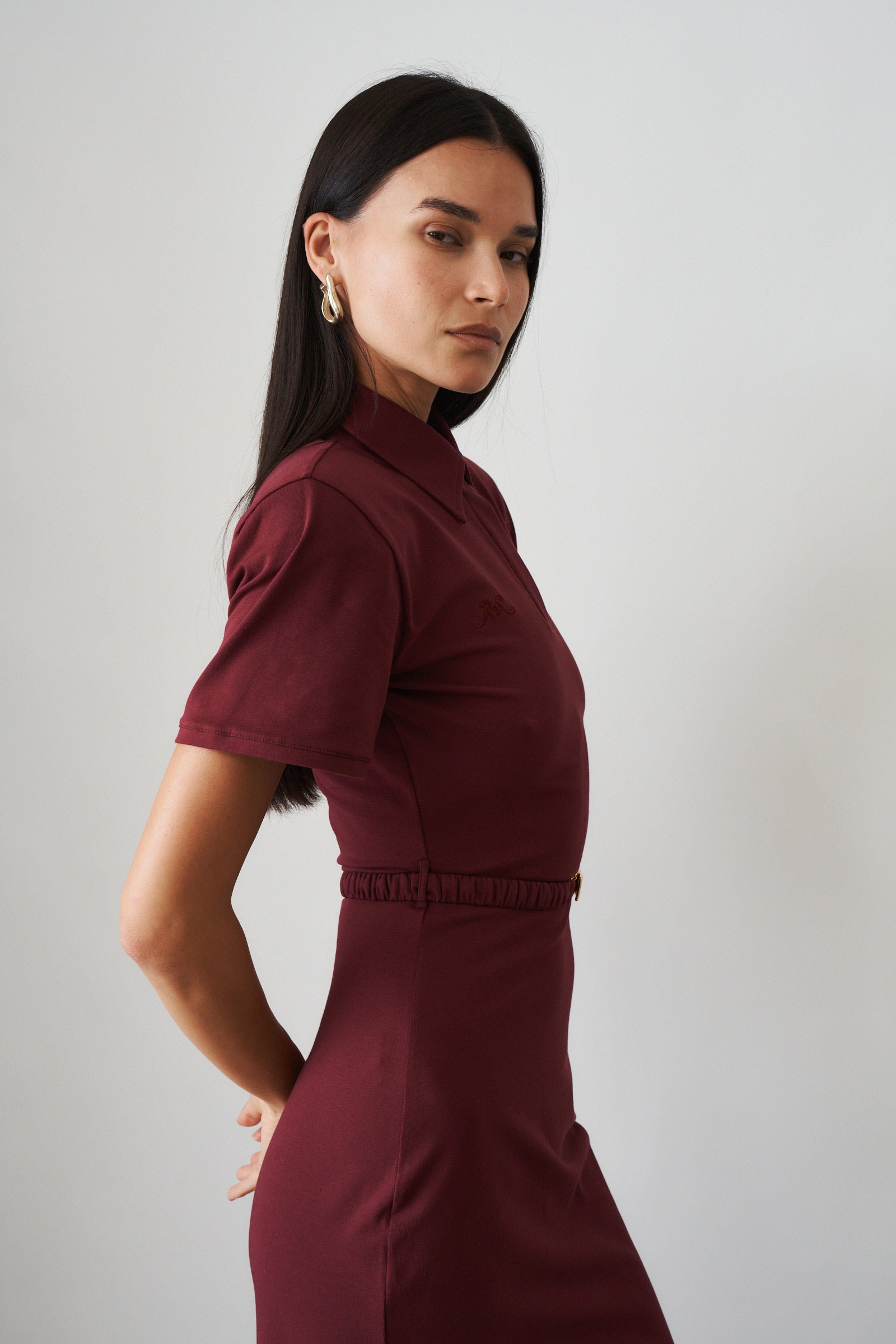 Long Polo Dress Bordeaux