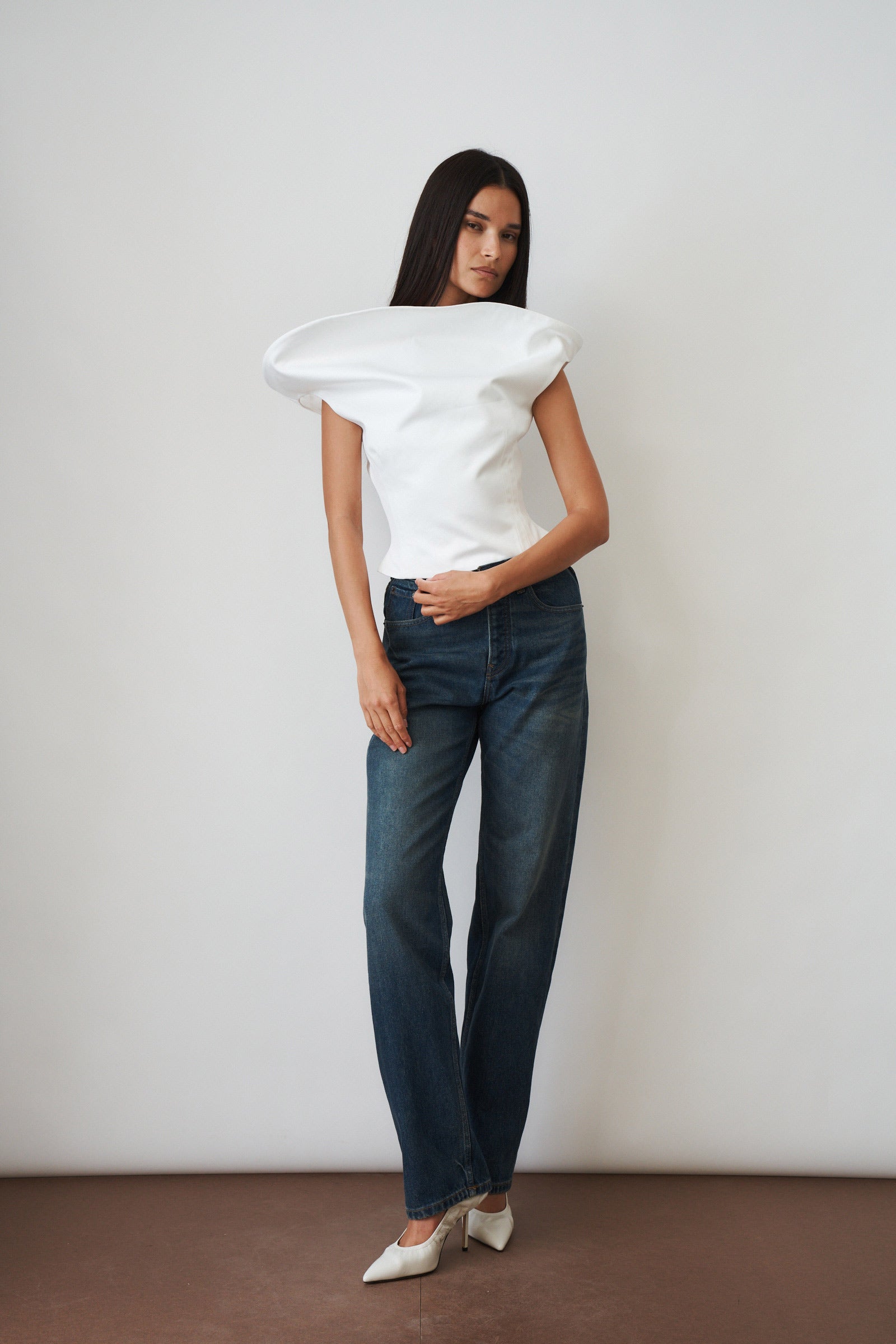 Sculptural Sleeveless Cotton Top
