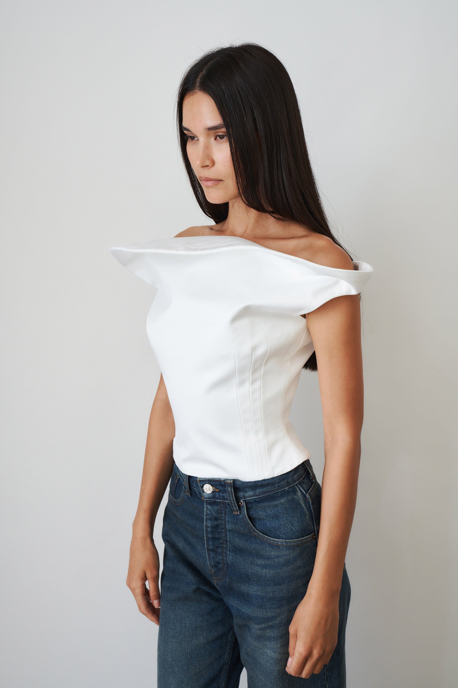 Sculptural Sleeveless Cotton Top