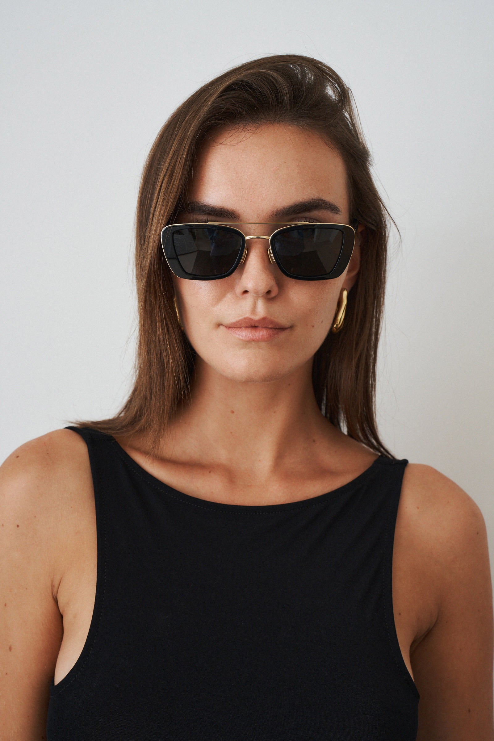 Black Gold Rectangle Sunglasses