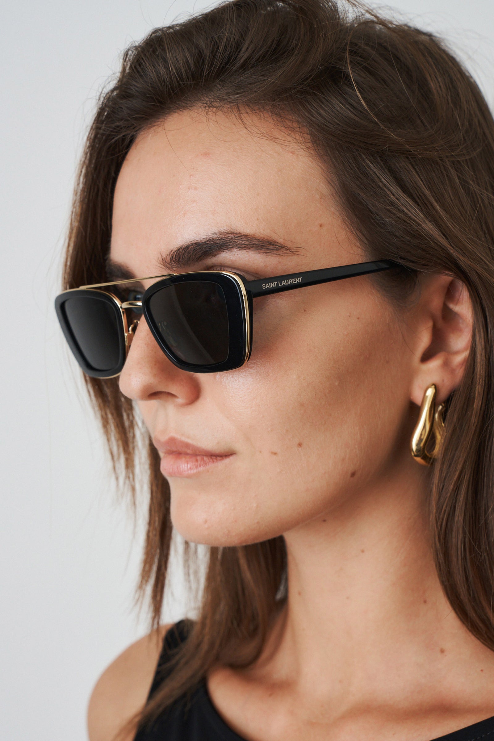 Black Gold Rectangle Sunglasses