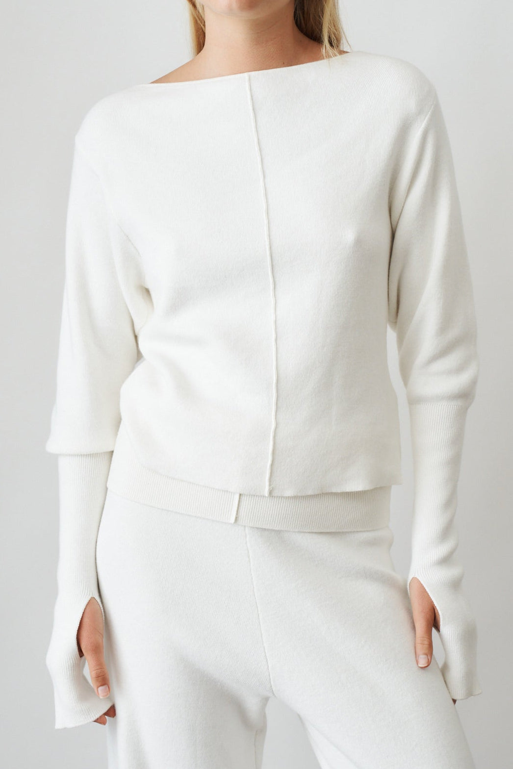 Off Shoulder Seam Long Sleeve Top