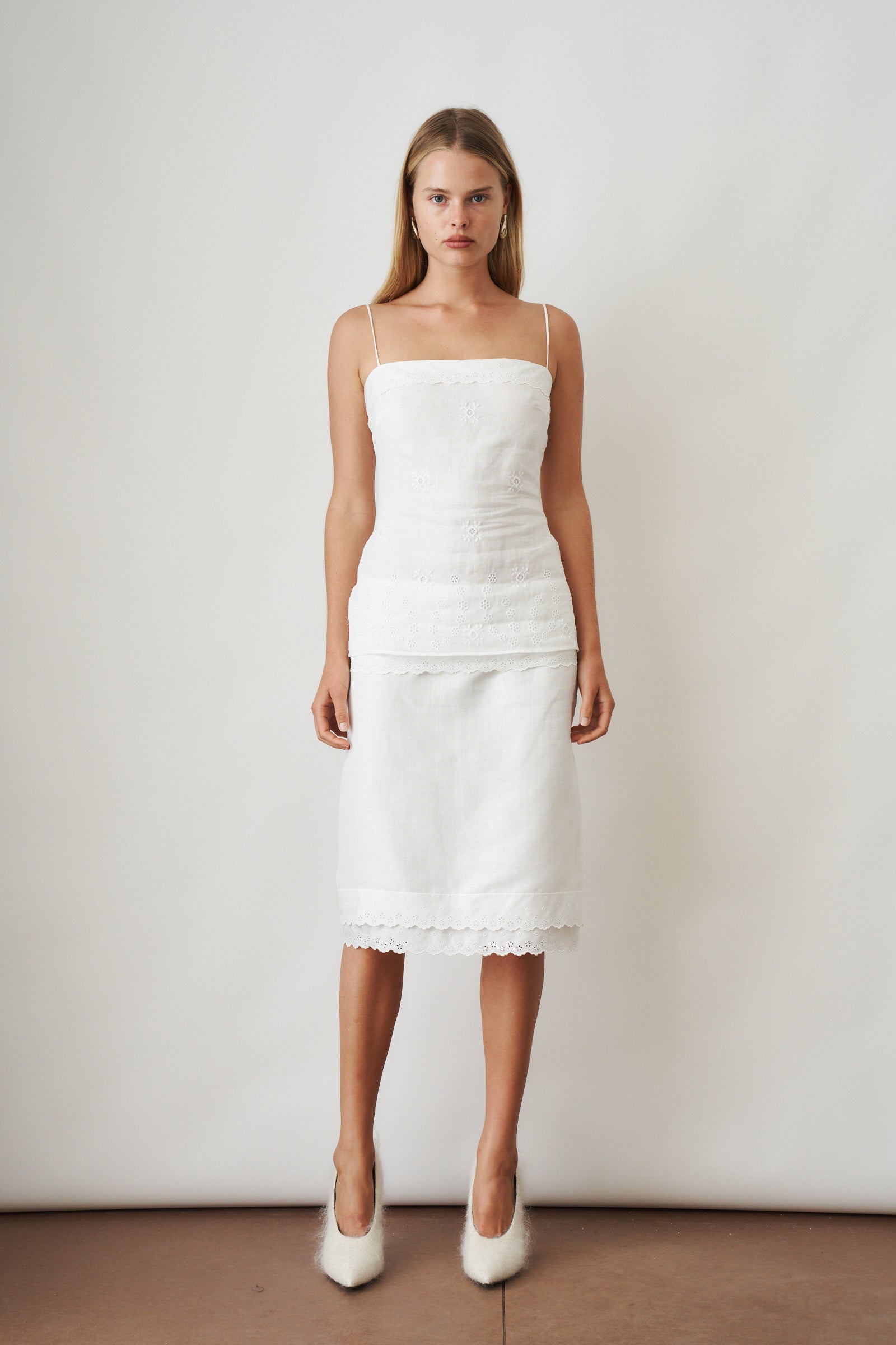 Embroidered Lace Top In White