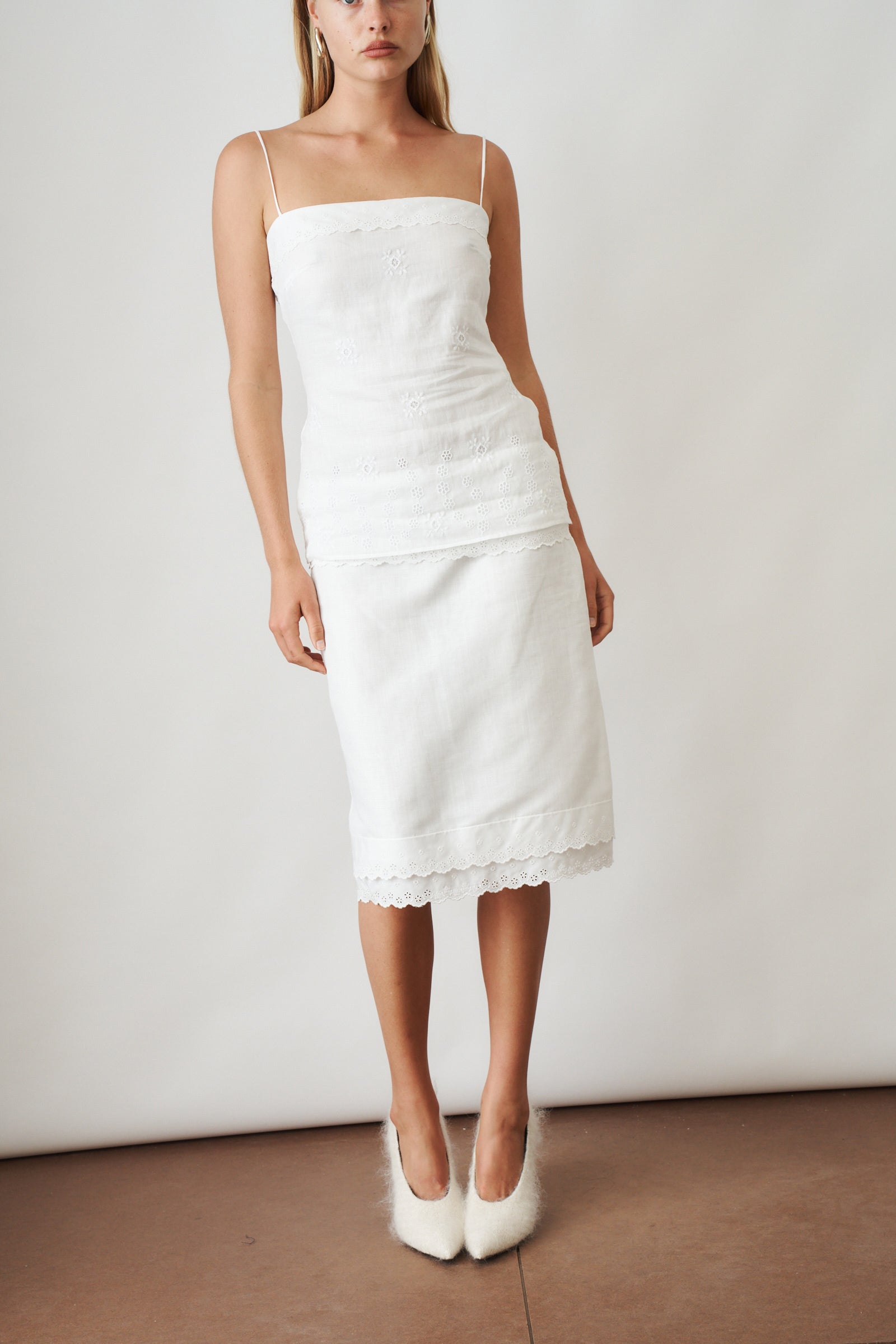 Embroidered Lace Top In White