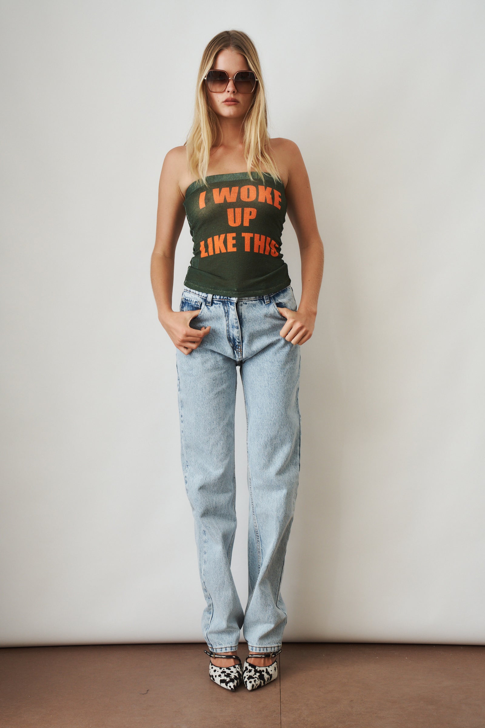 Straight Leg Denim Pants Light Blue