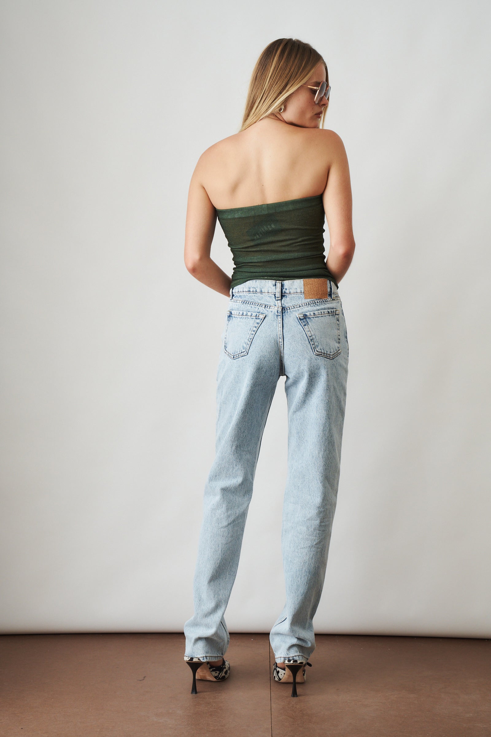 Straight Leg Denim Pants Light Blue