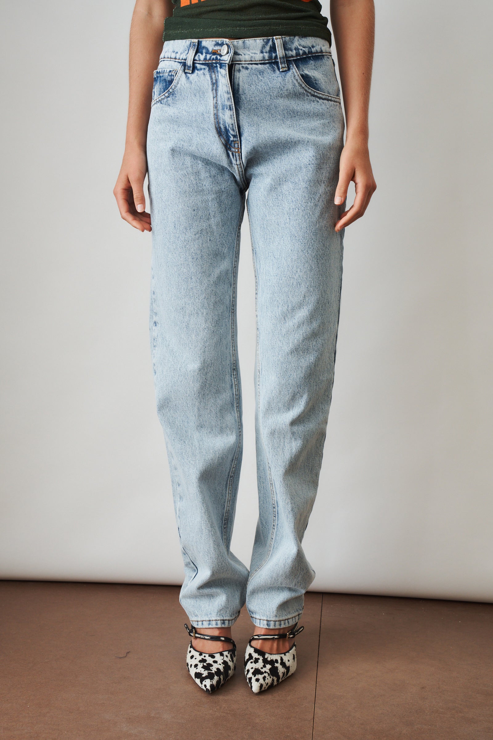 Straight Leg Denim Pants Light Blue