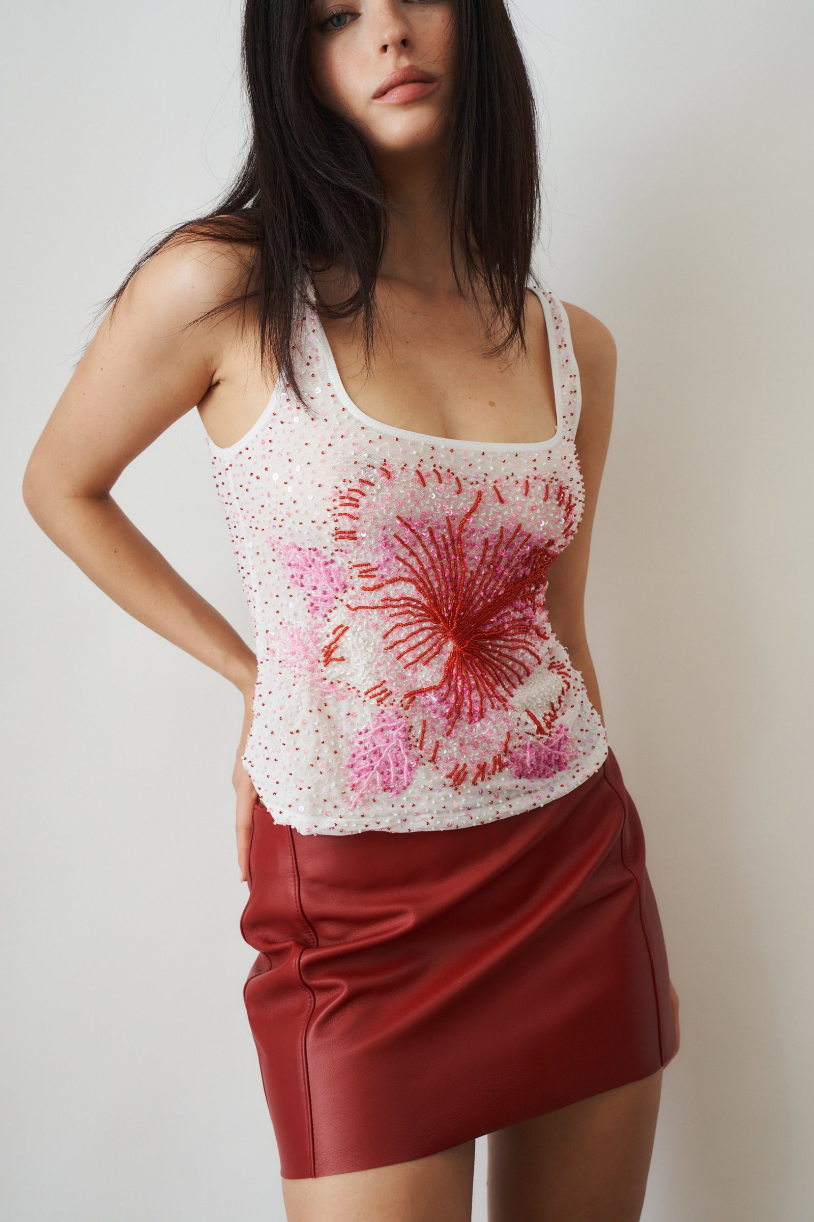 Hibiscus Beaded Top