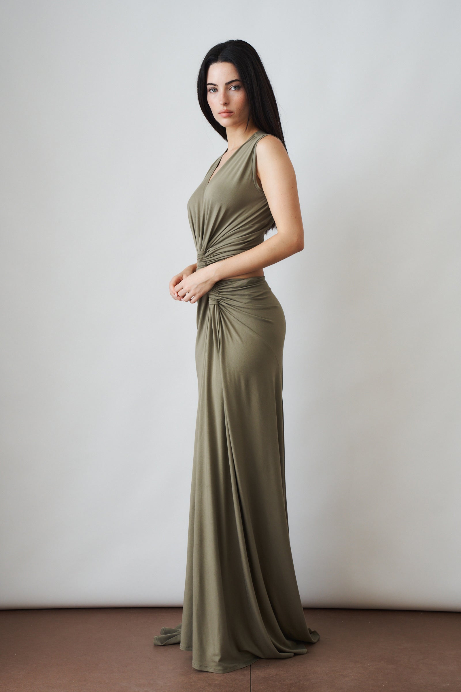 Triple Loop Dress Khaki