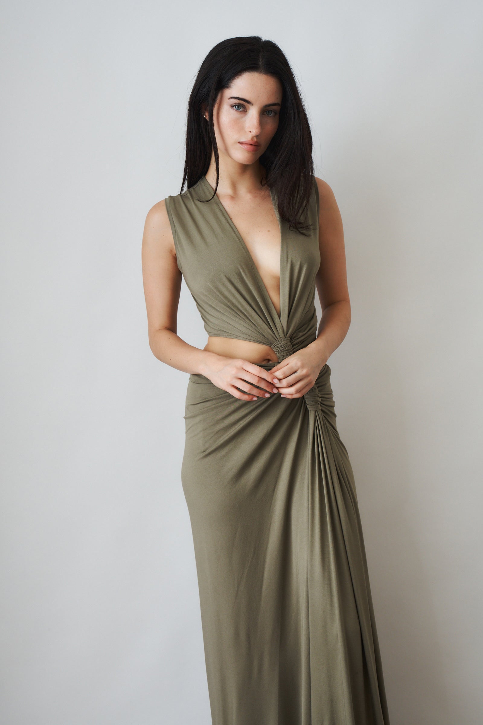 Triple Loop Dress Khaki