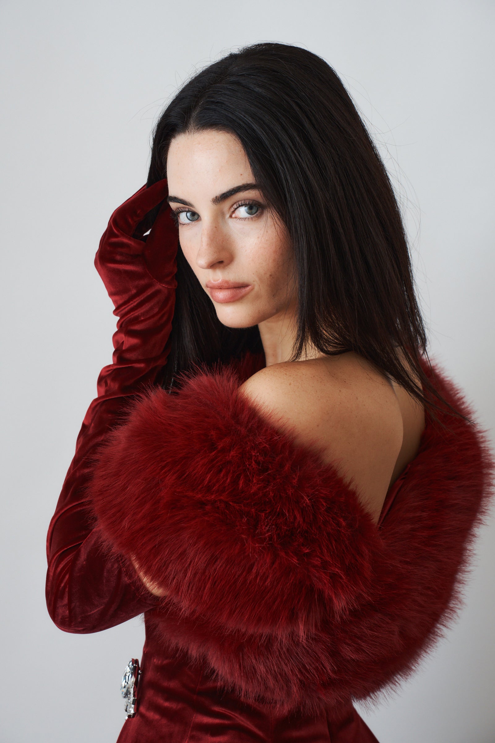 Simone Velvet Dress Red