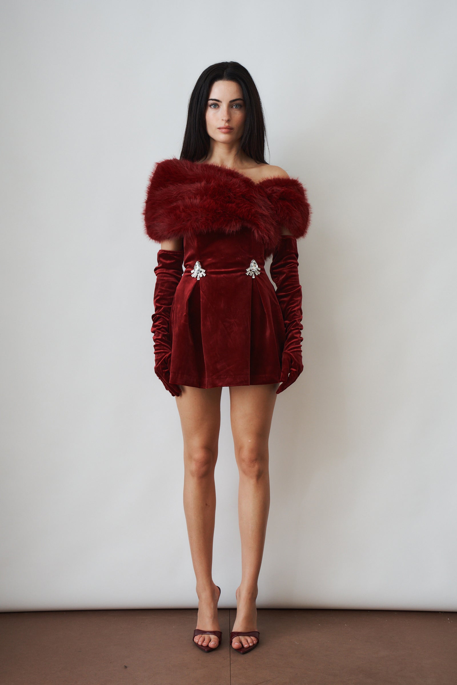 Simone Velvet Dress Red