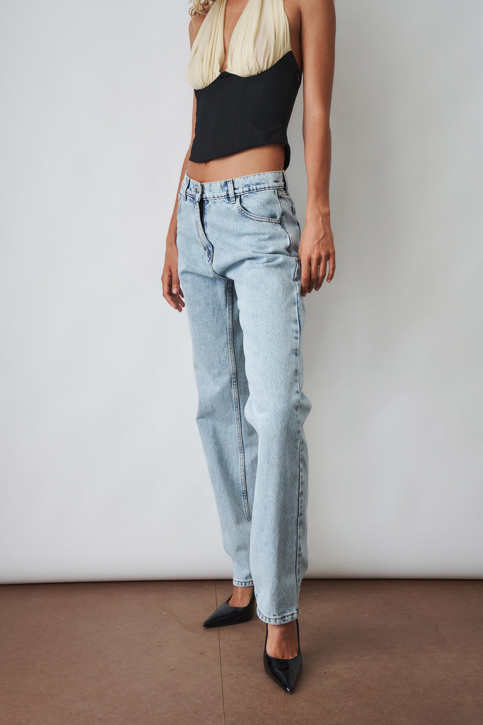 Straight Leg Denim Pants Light Blue