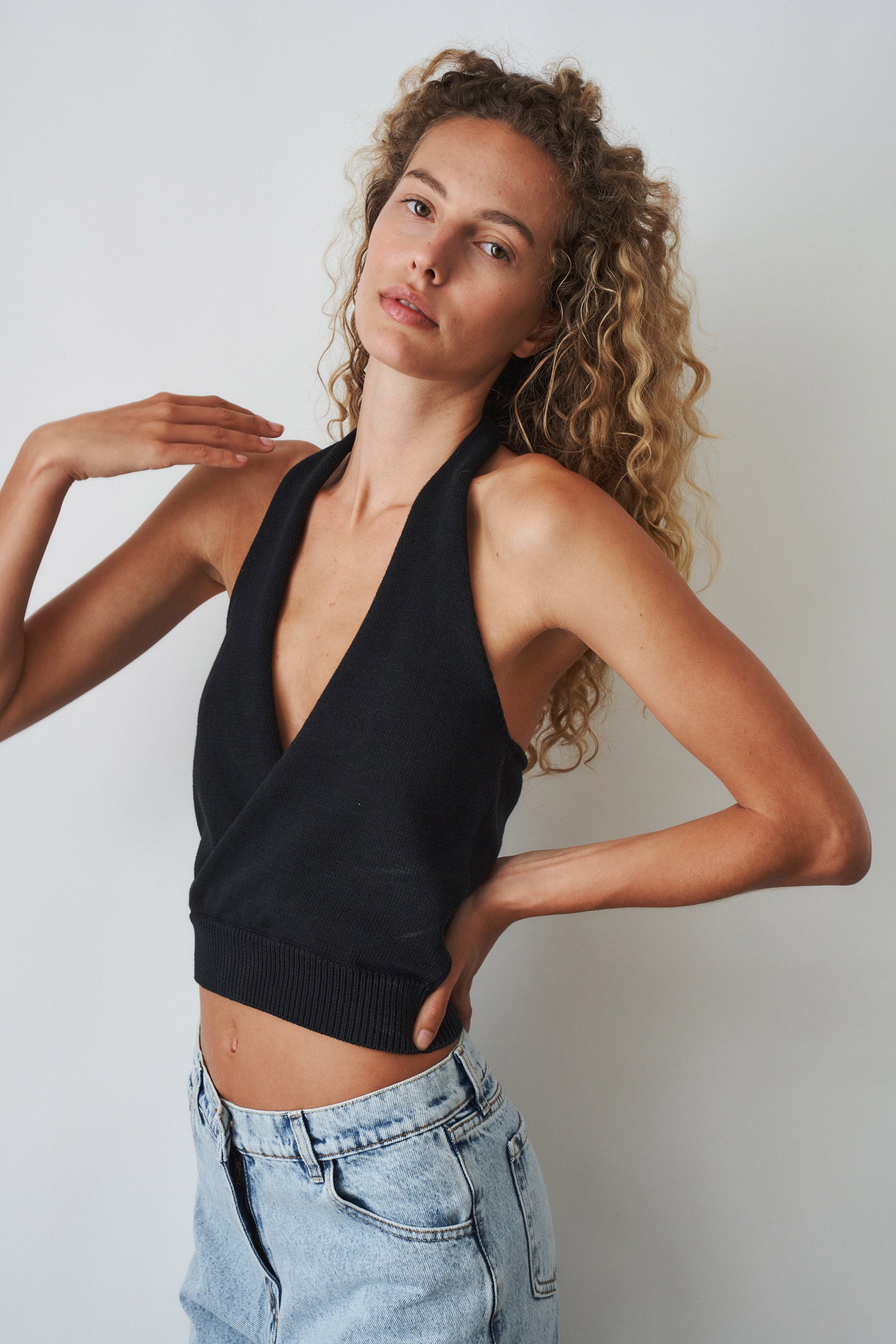 Knit Halter Top Black
