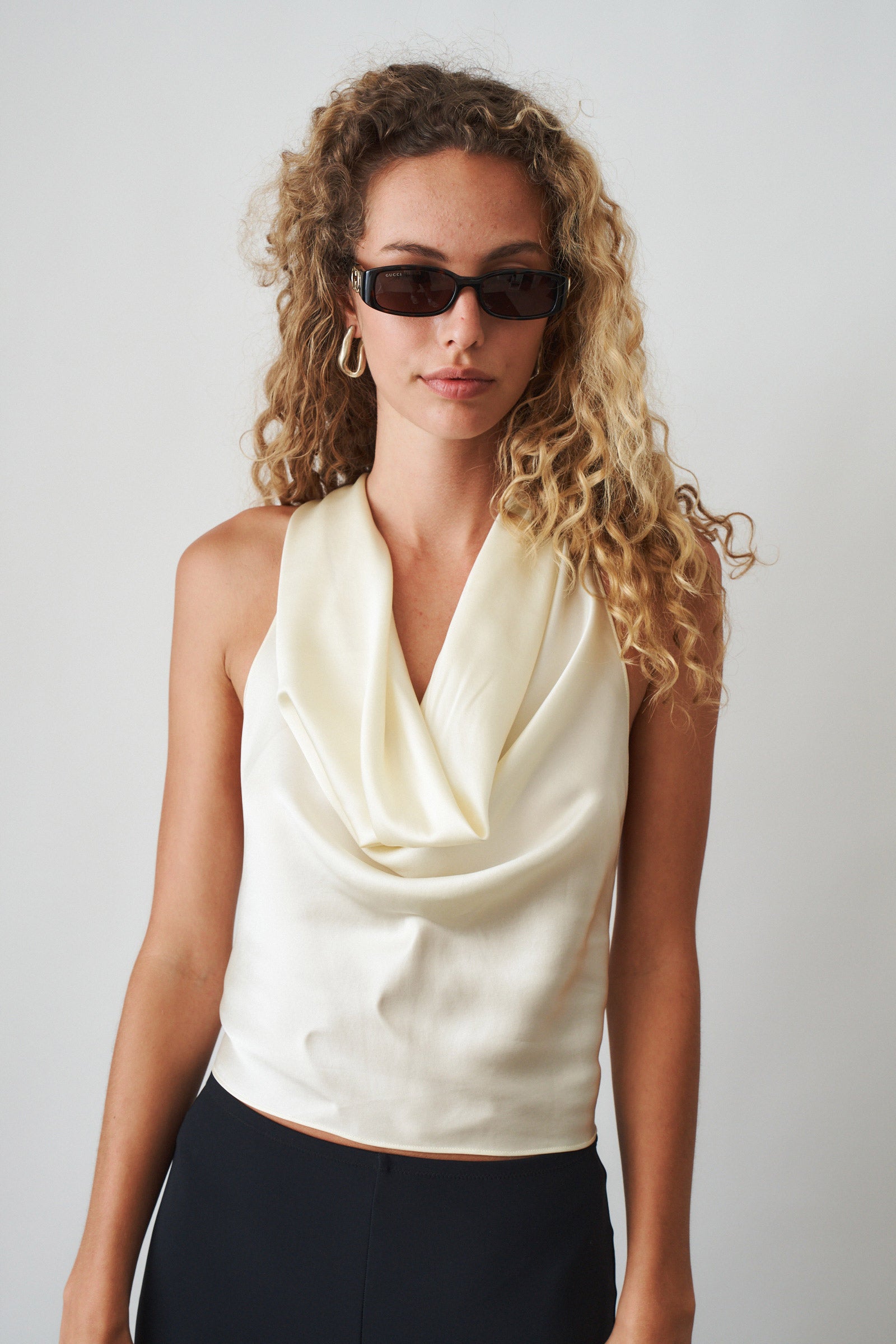 Cowl Neck Halter Ivory