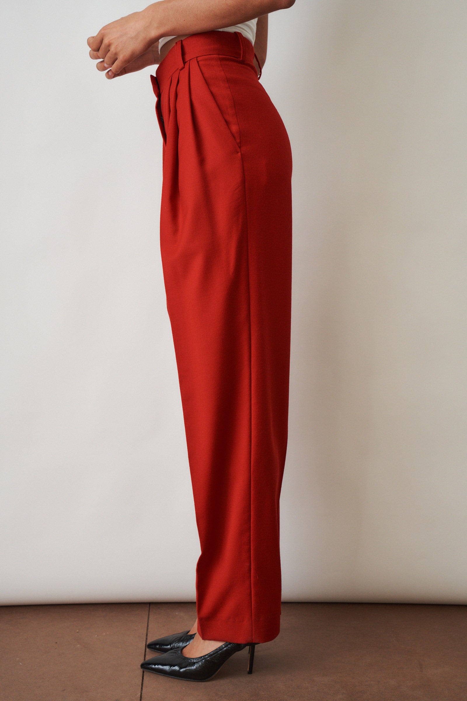 Red Wool Trousers