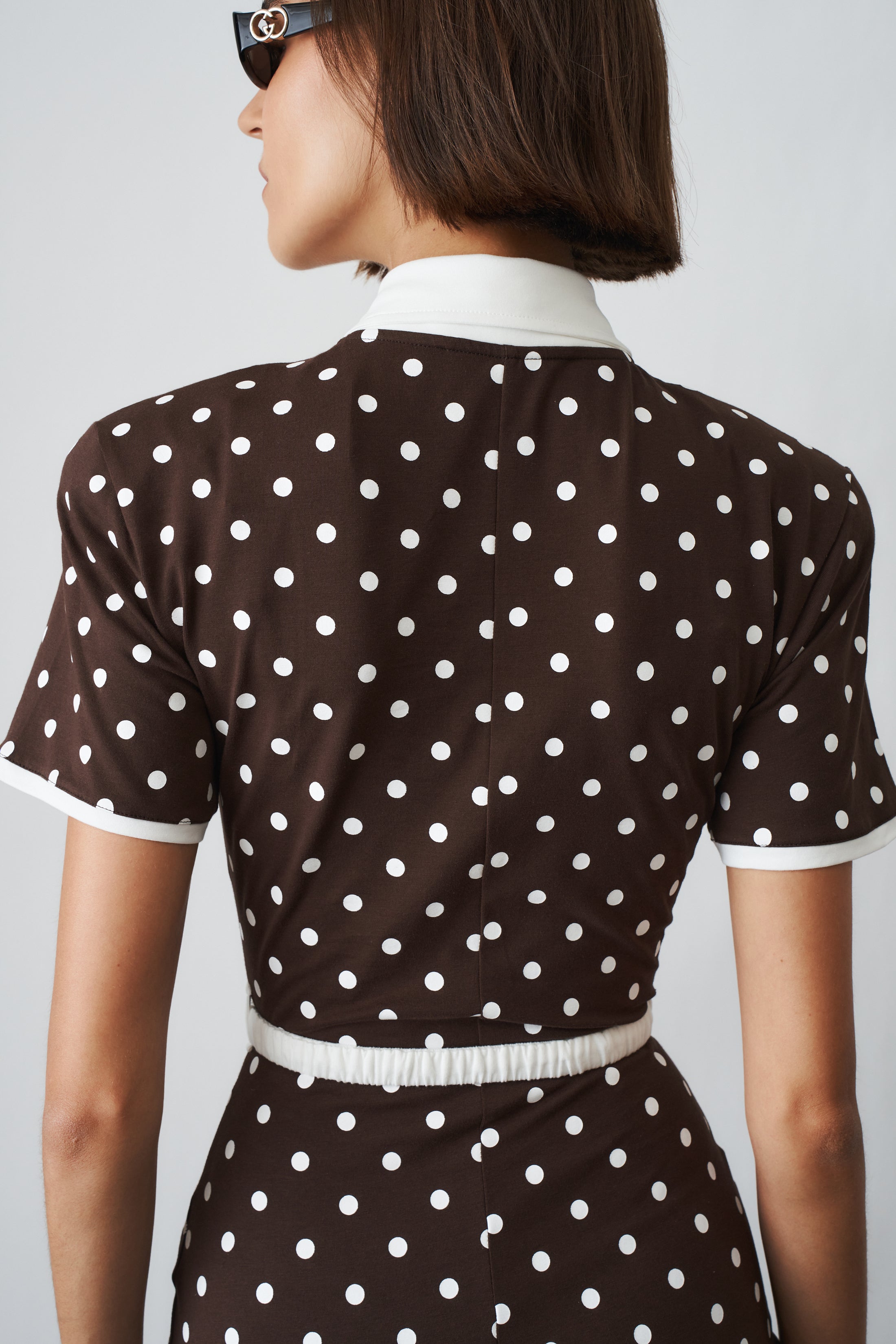 Polka Dot Jersey Dress Brown