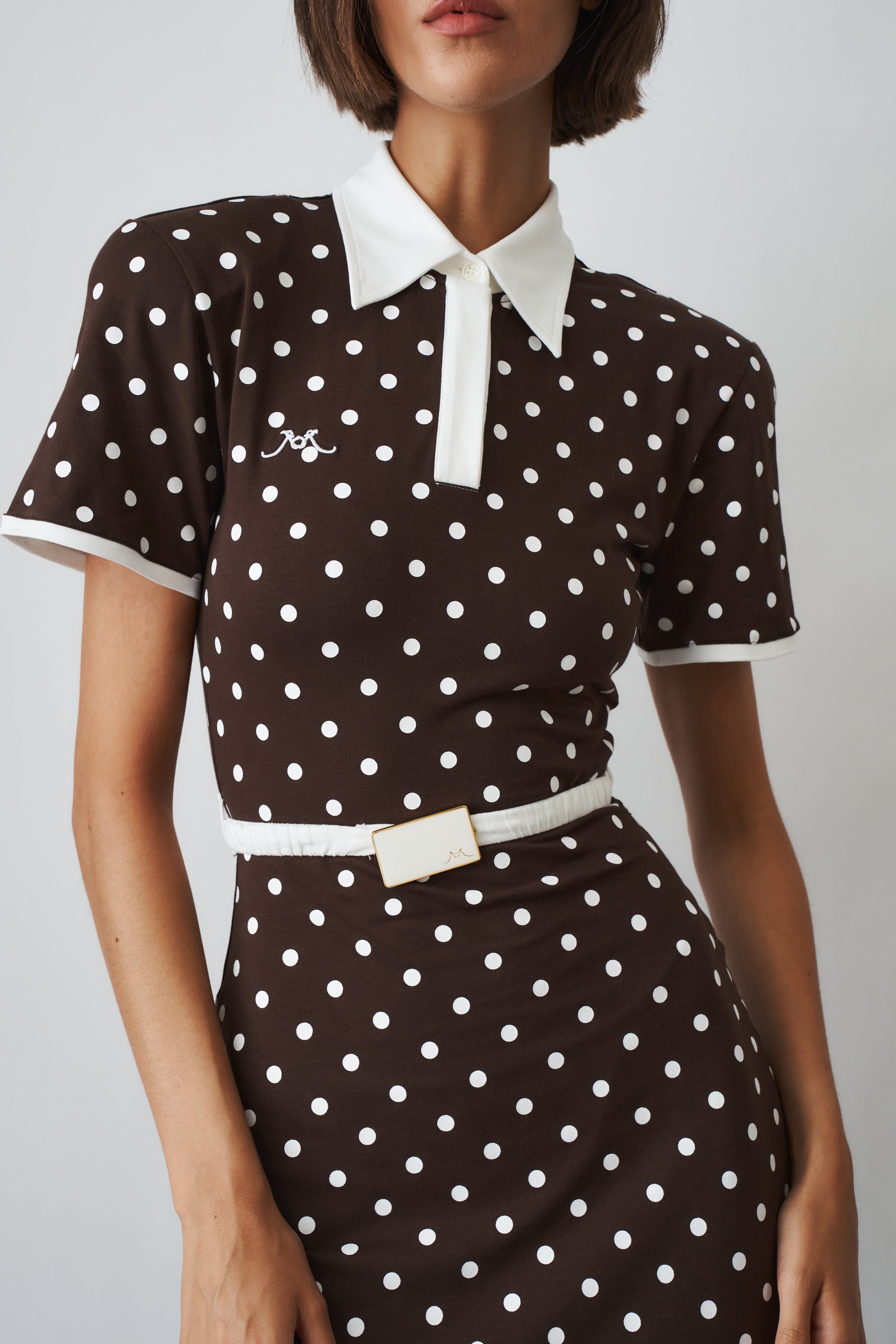 Polka Dot Jersey Dress Brown