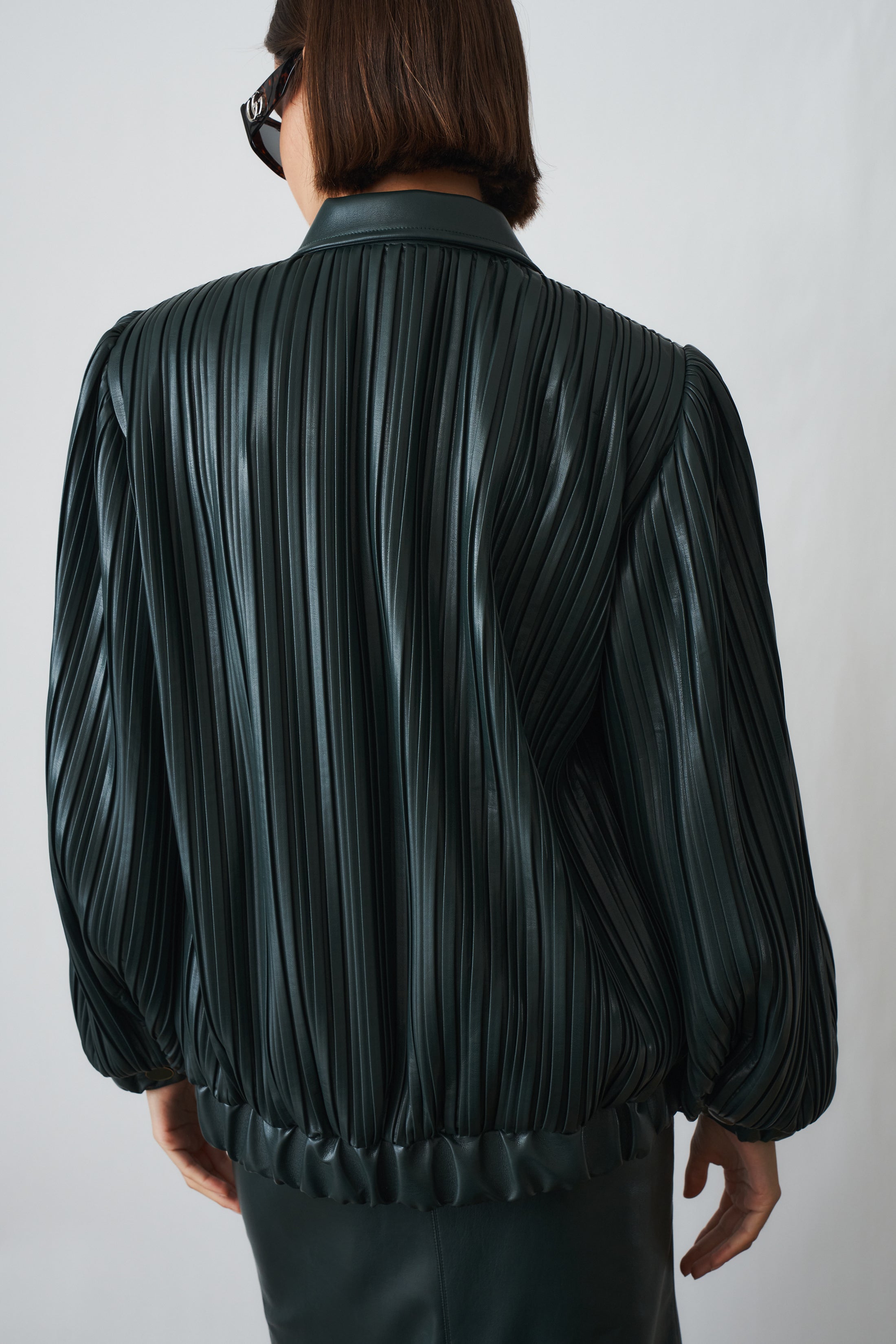 Pleated Short Bomber Green