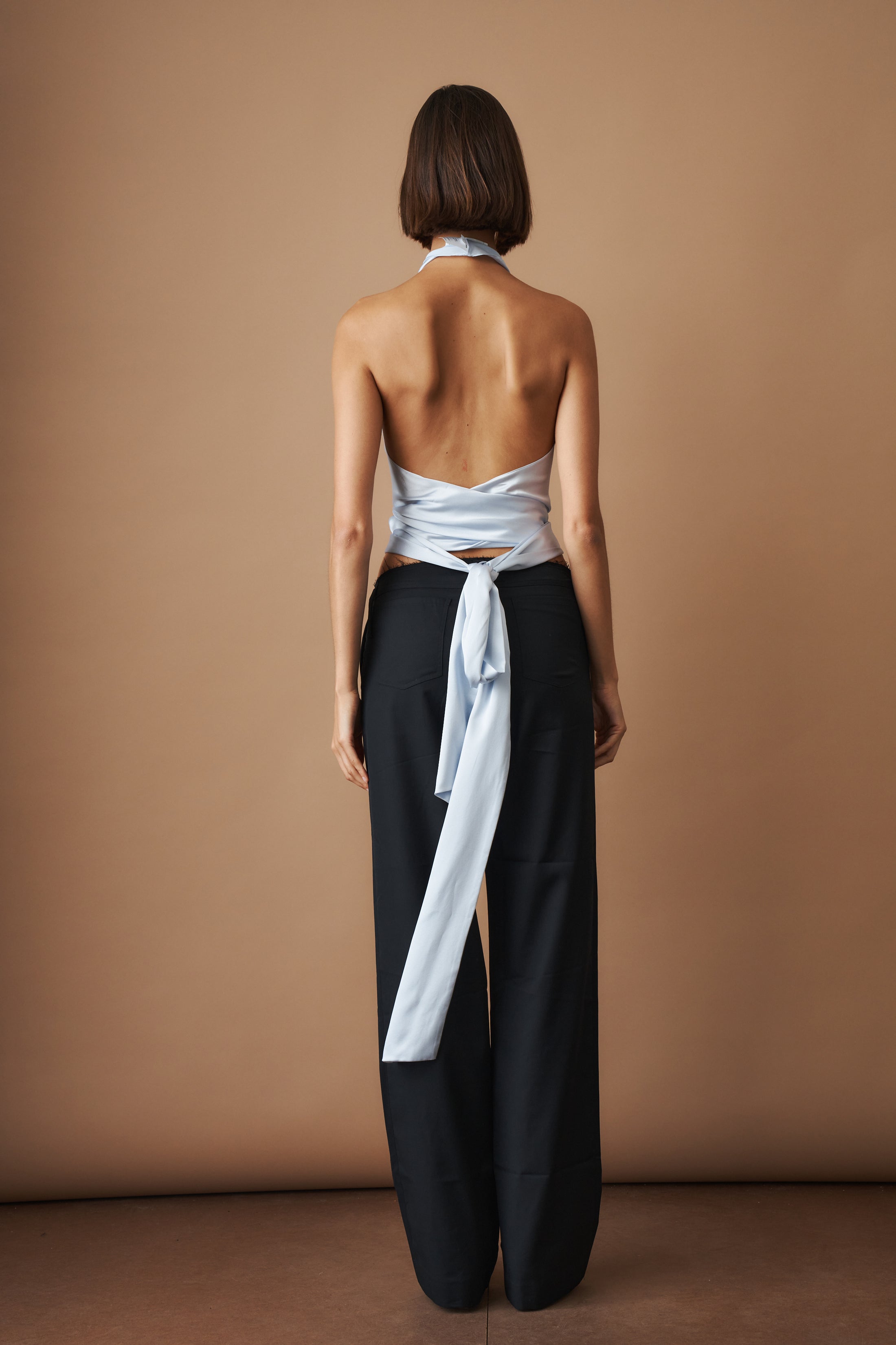 Cowl Neck Halter Ice Blue