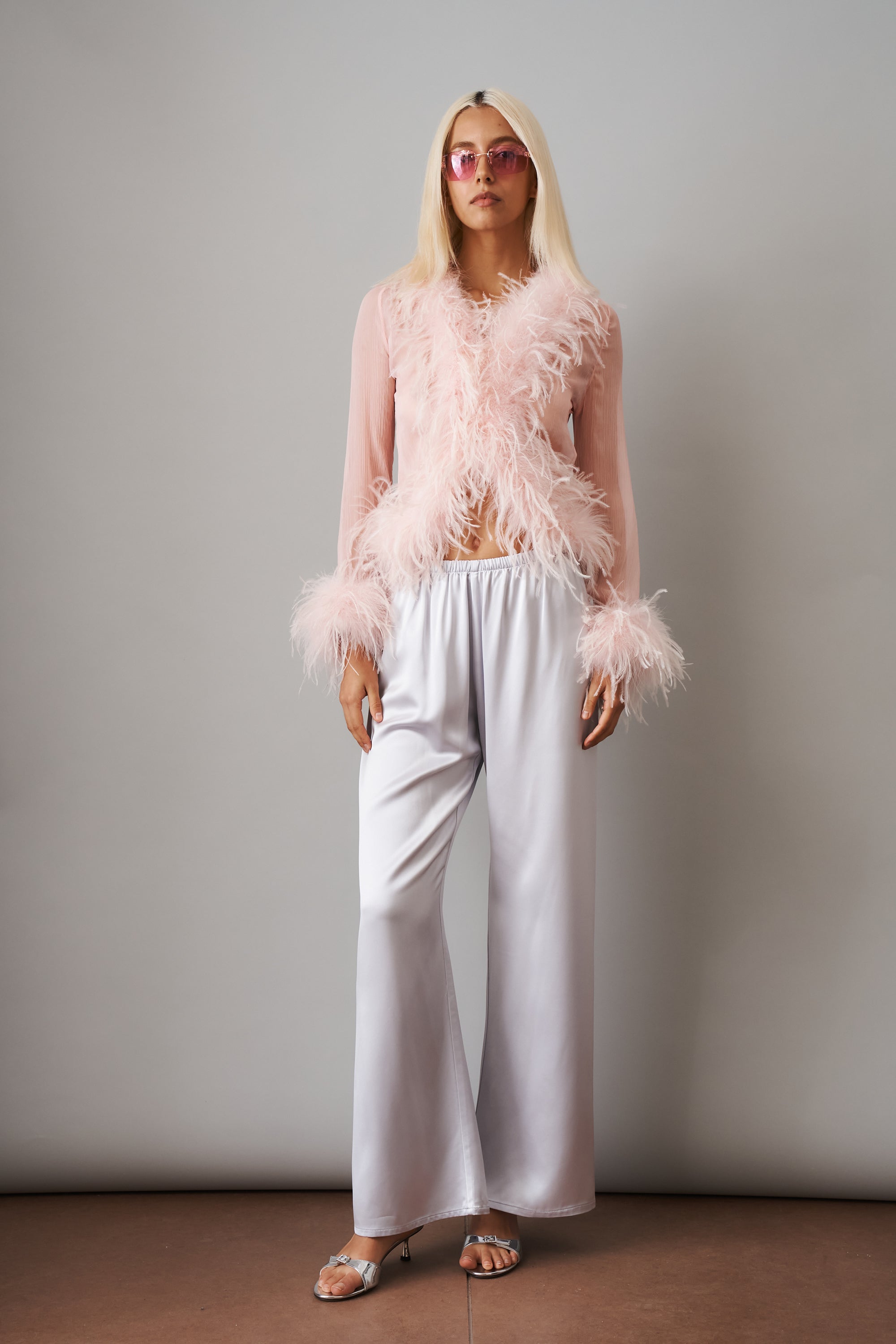 Gigi Sheer Feather Pink Blouse