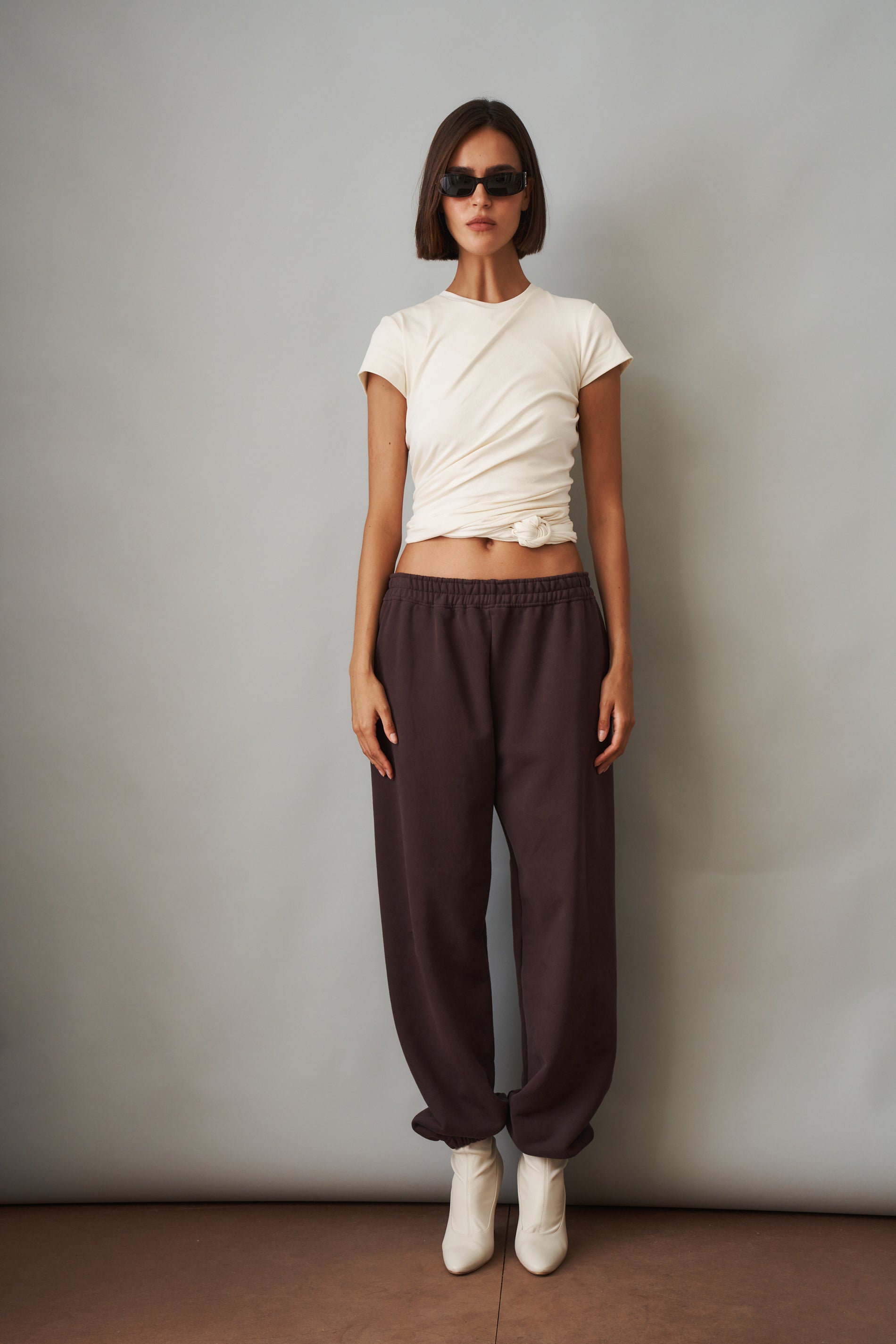 Relaxed Brown Cotton Sweatpants
