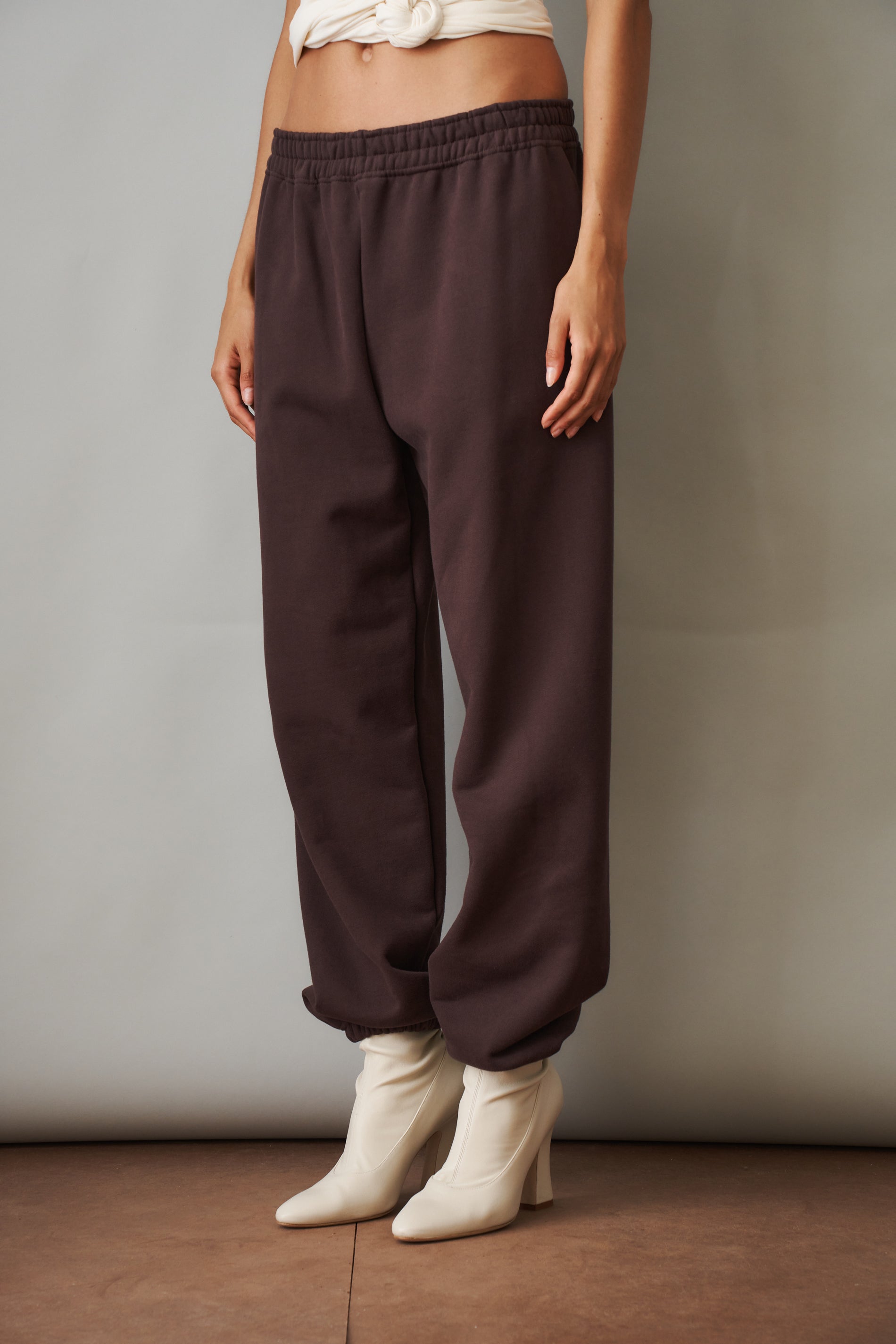 Relaxed Brown Cotton Sweatpants