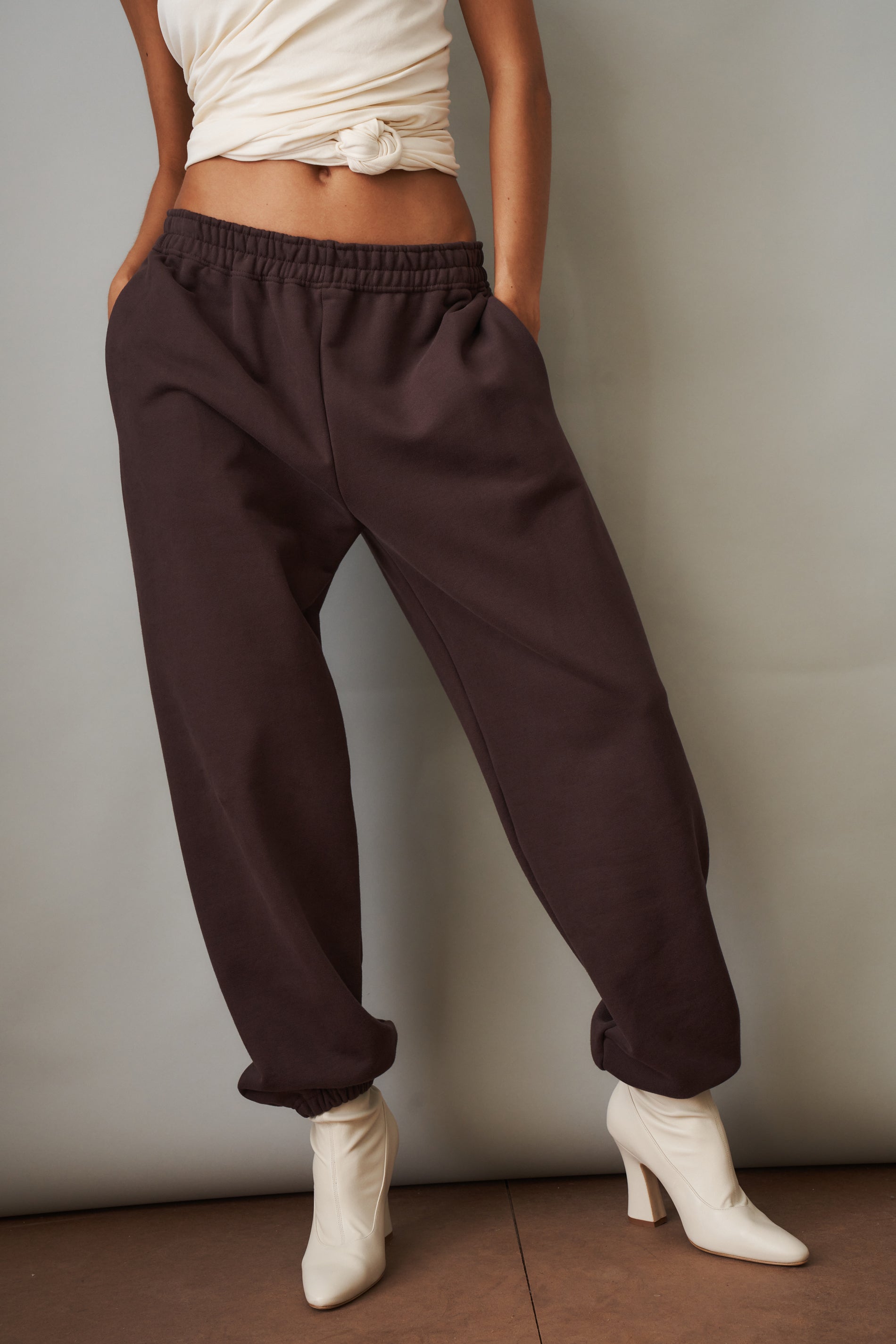 Relaxed Brown Cotton Sweatpants