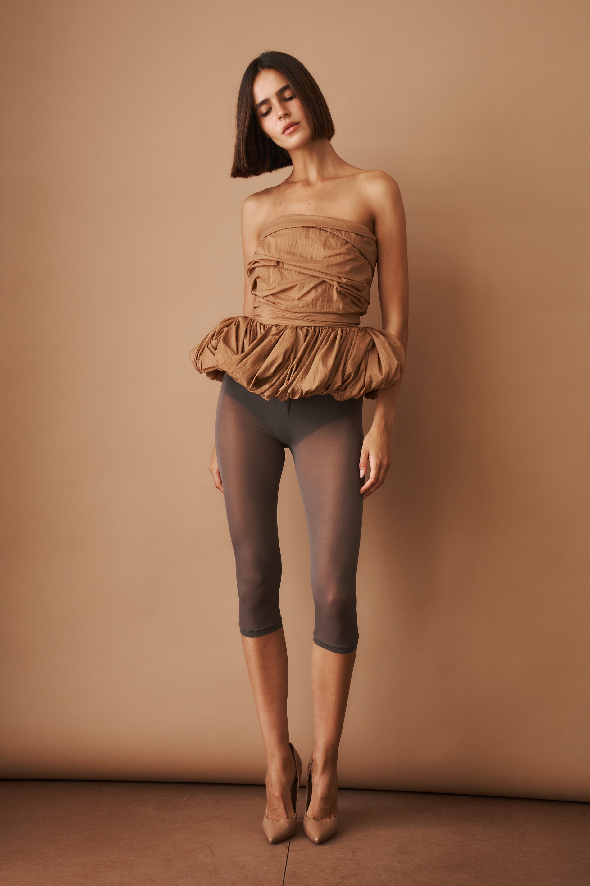 Ruched Balloon Corset Bronze