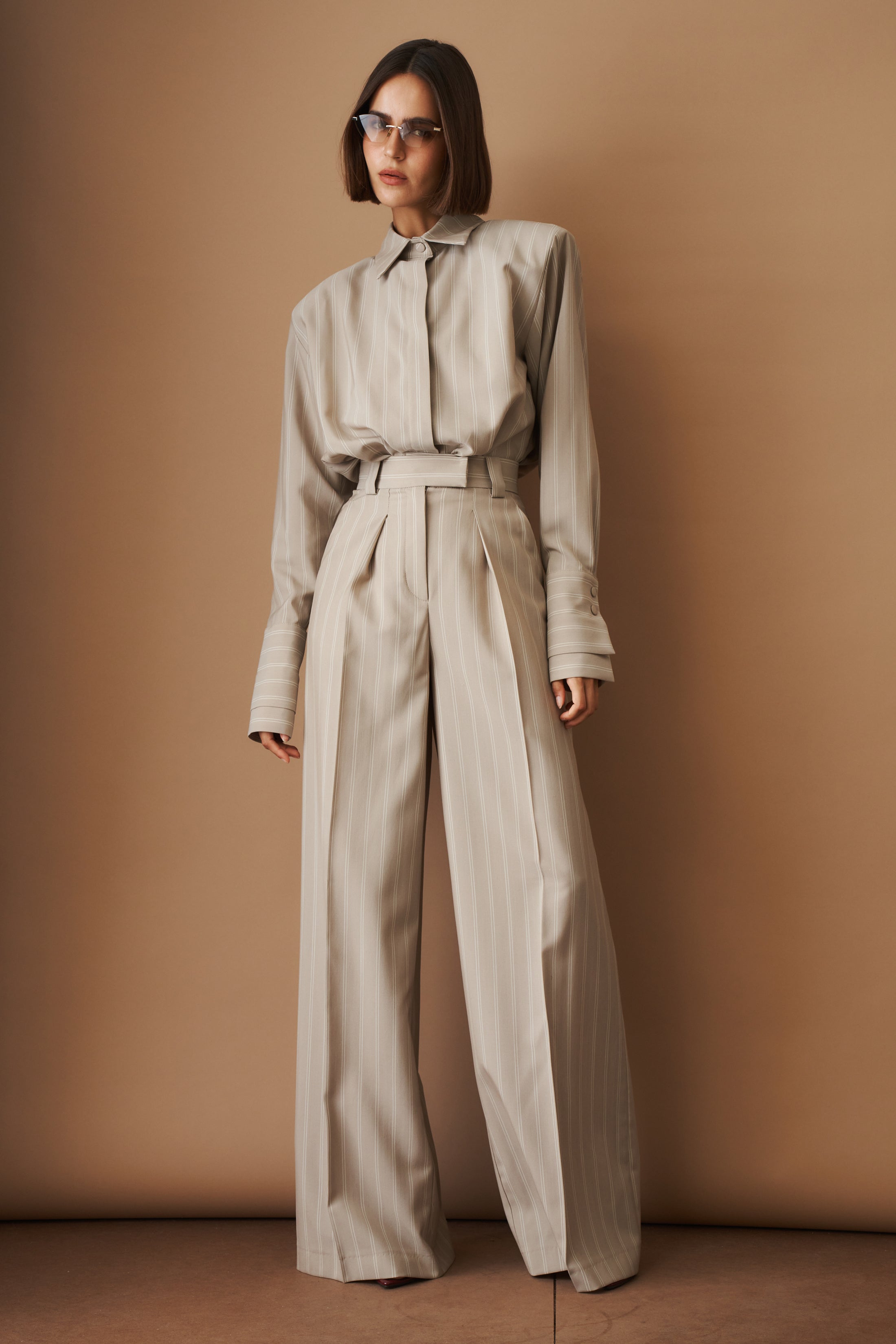 Striped Viscose Wool Pants