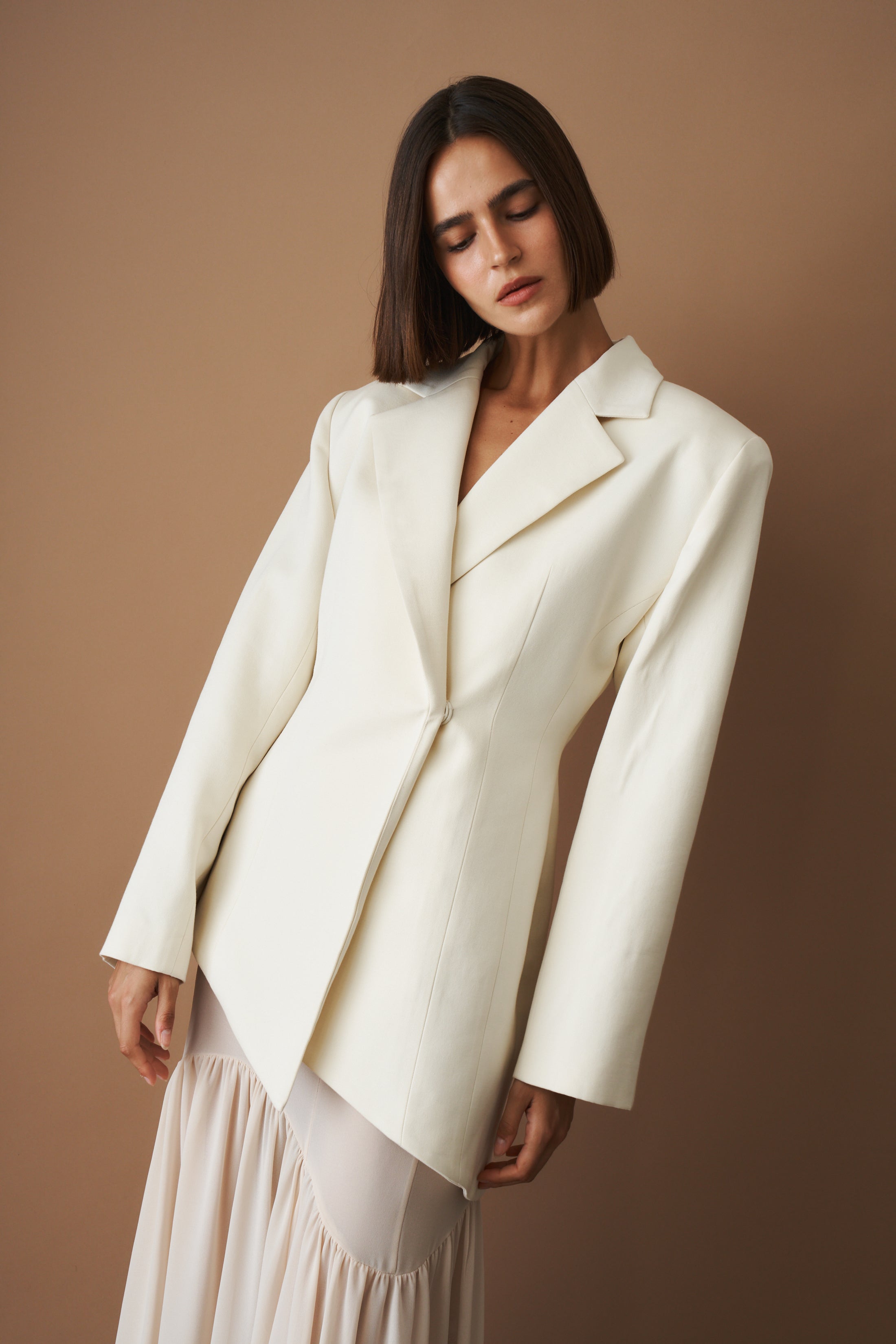 Asymmetric Blazer Eggshell