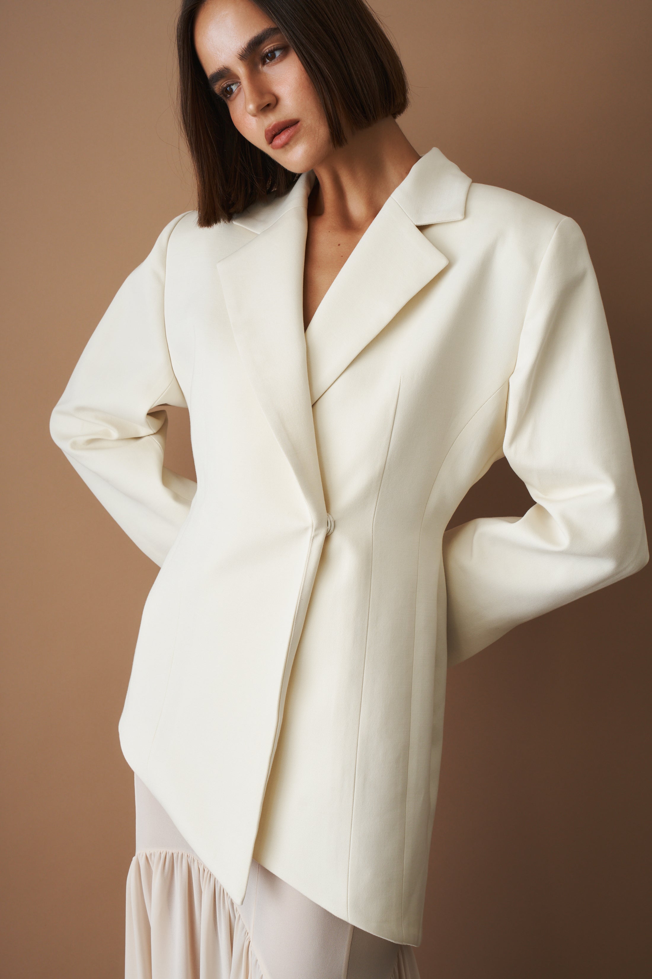 Asymmetric Blazer Eggshell