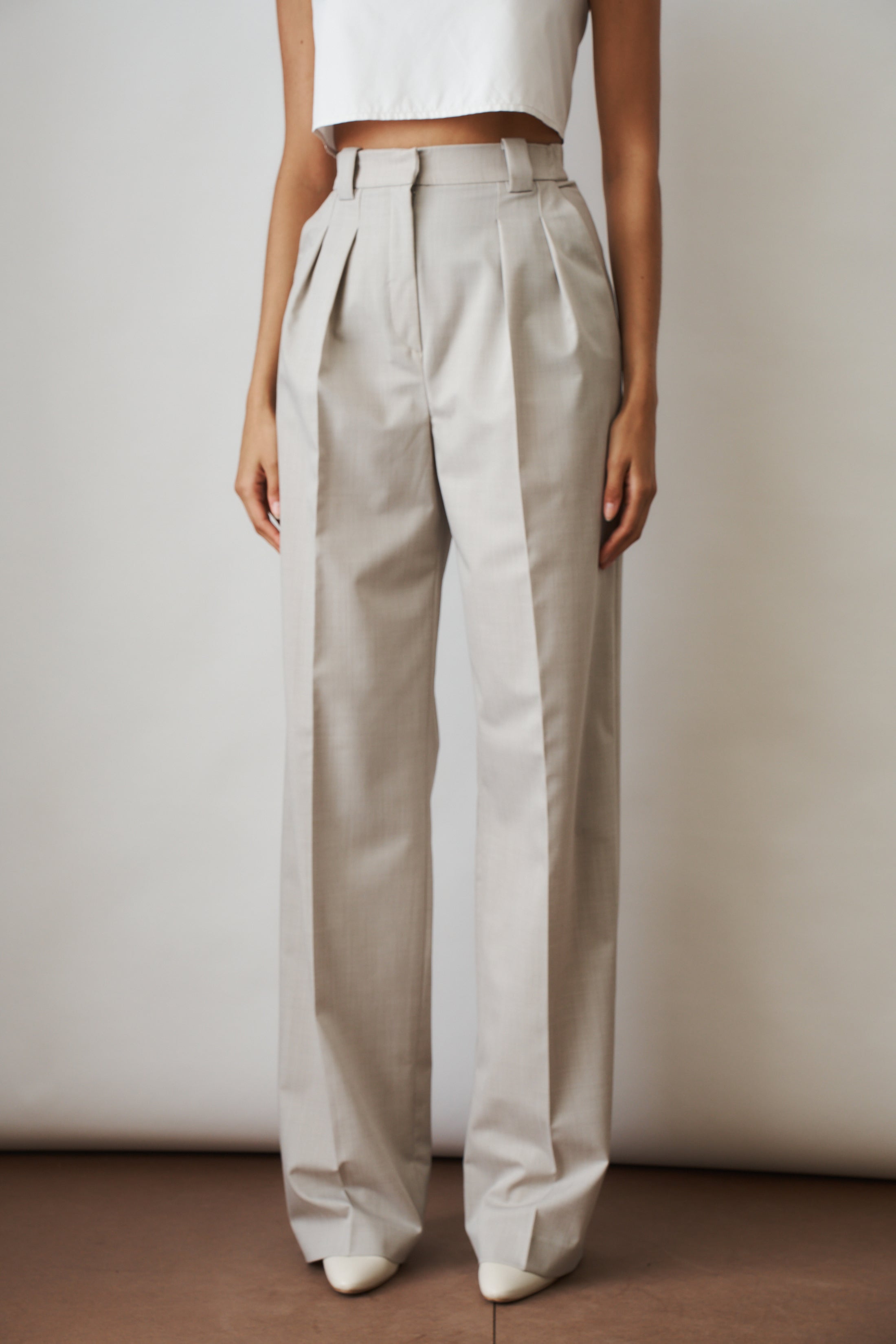Taupe Viscose Wool Pants