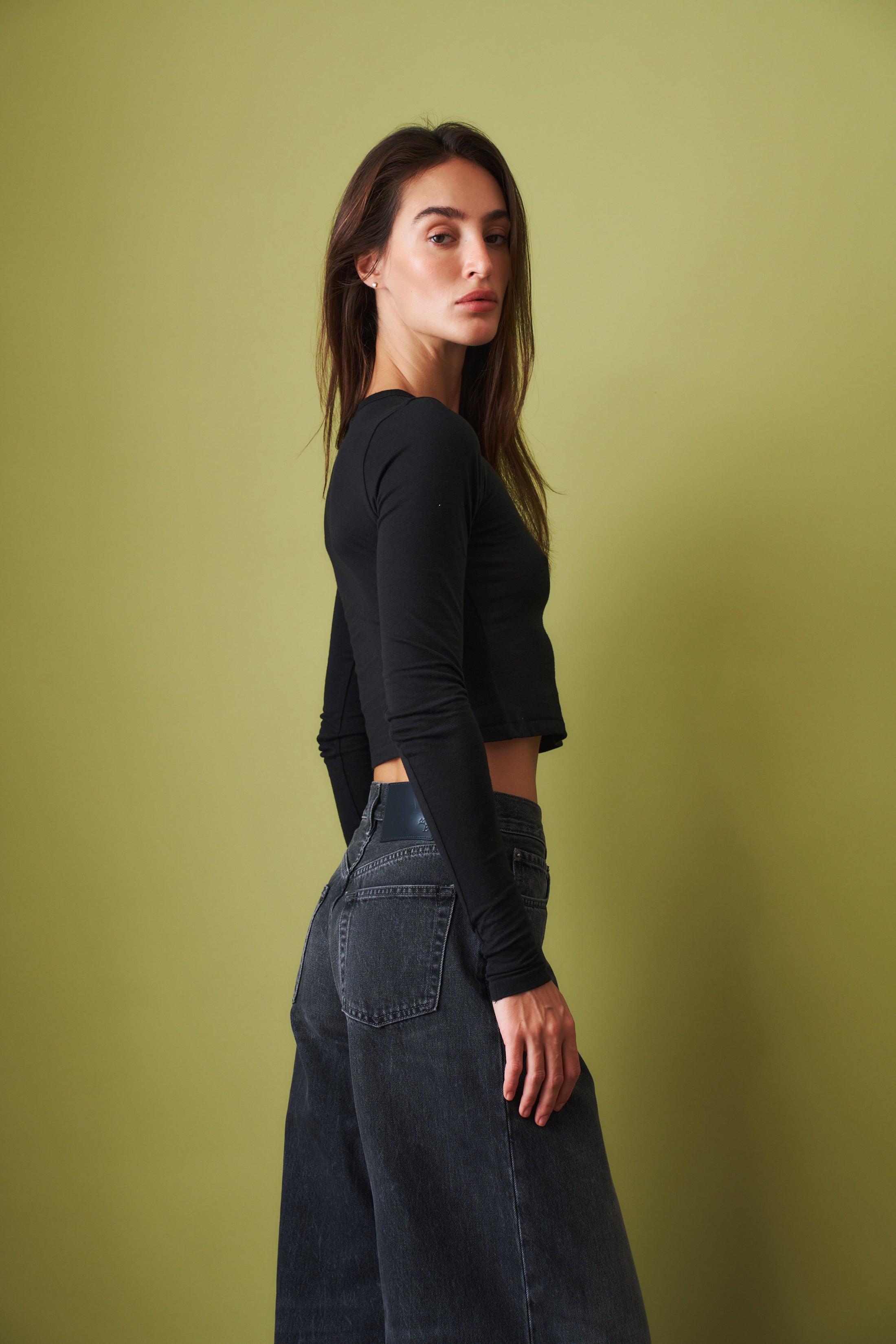 Long Sleeve Baby Tee Black - DÉSORDRE