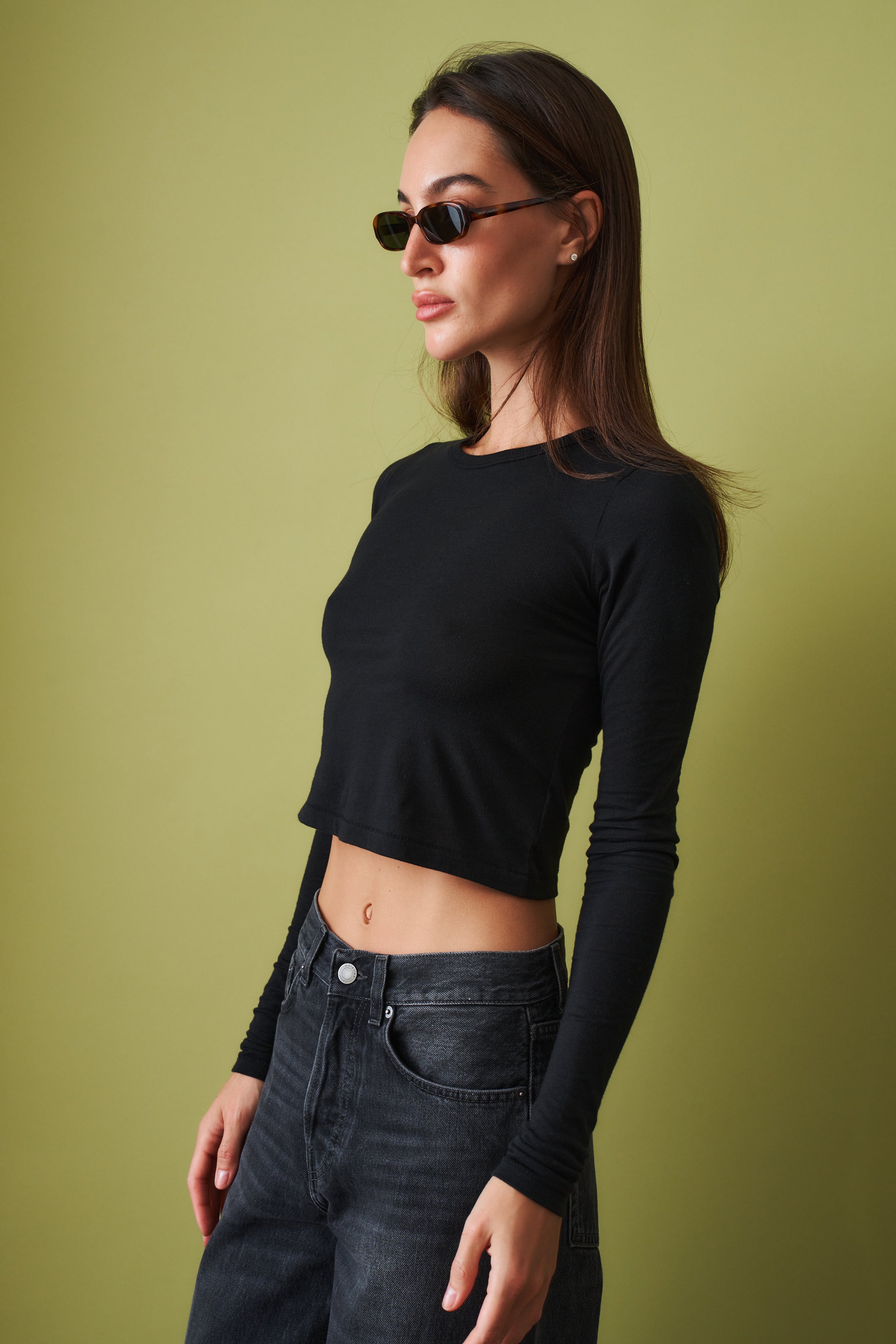 Long Sleeve Baby Tee Black - DÉSORDRE