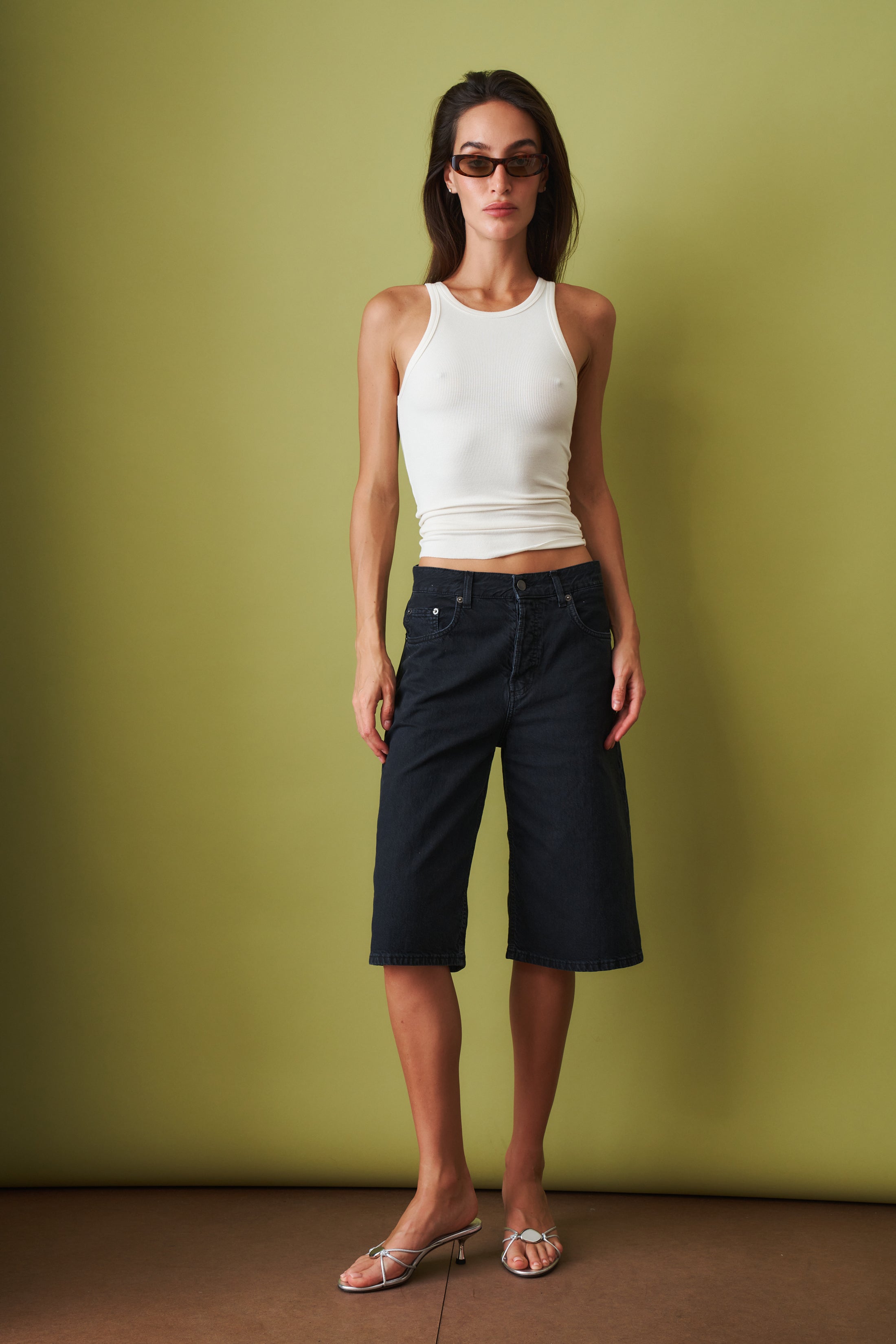 High Neck Fitted Tank Cream - DÉSORDRE